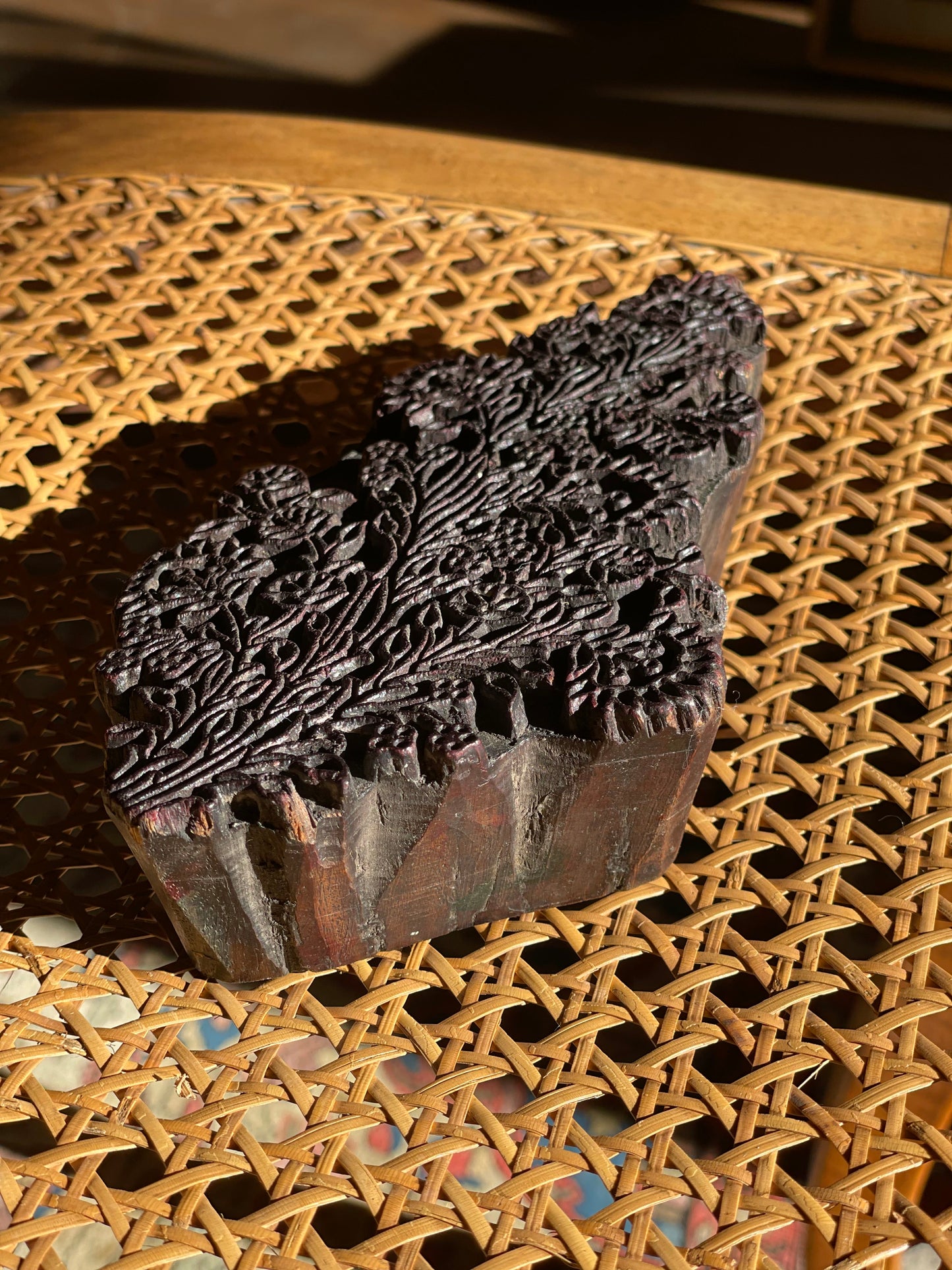 Matriță veche florală pentru imprimare textilă, India-sec XX