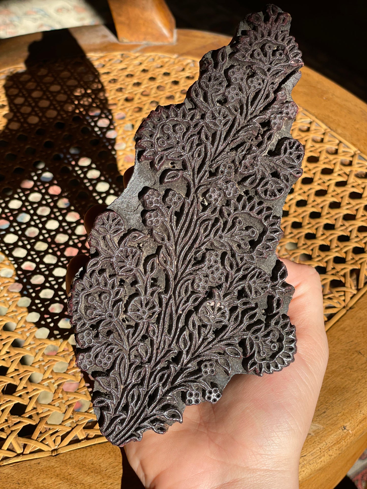 Matriță veche florală pentru imprimare textilă, India-sec XX