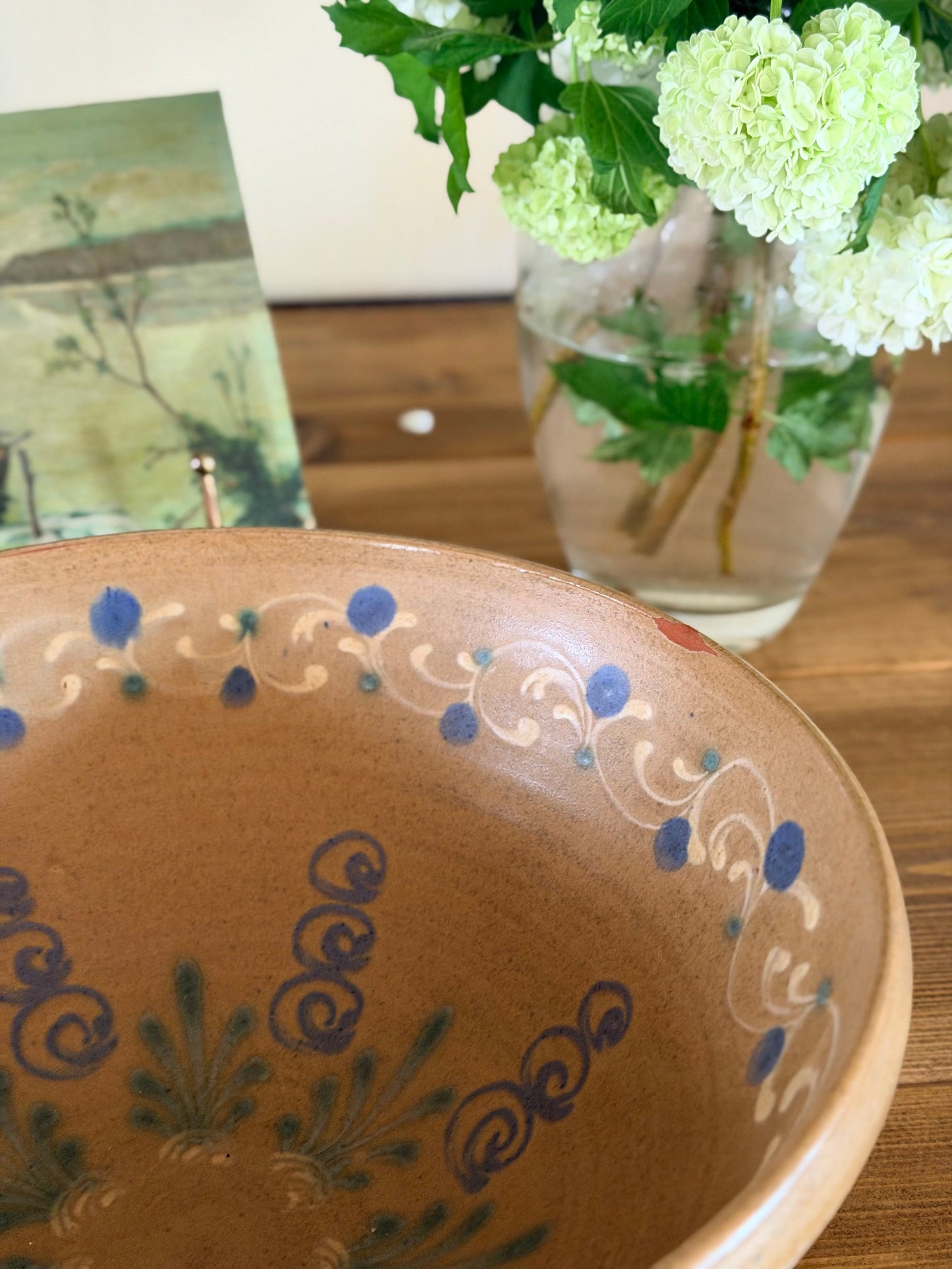 Vas de frământat din ceramică, pictat manual