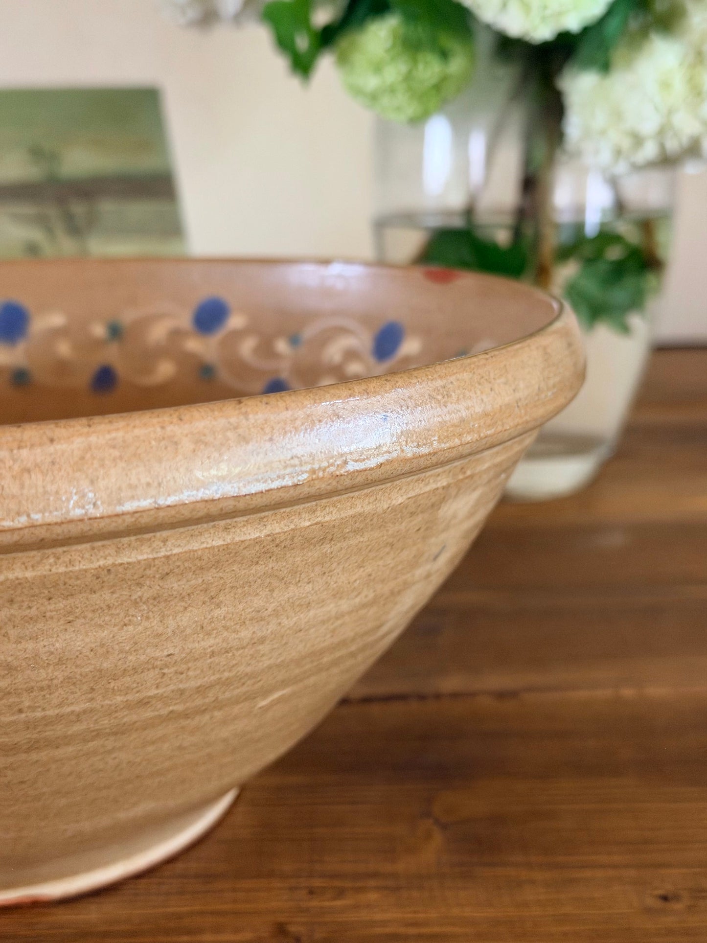 Vas de frământat din ceramică, pictat manual