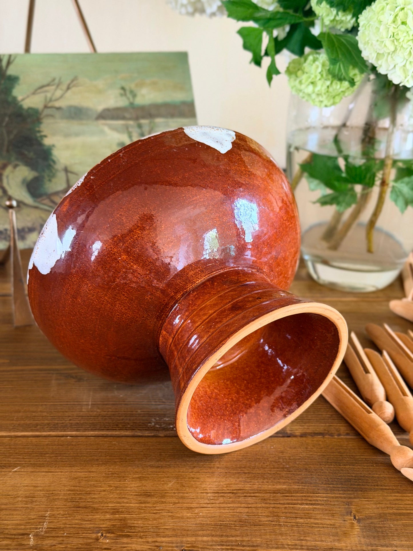 Bol cu picior pentru fructe din ceramică, lucrat manual