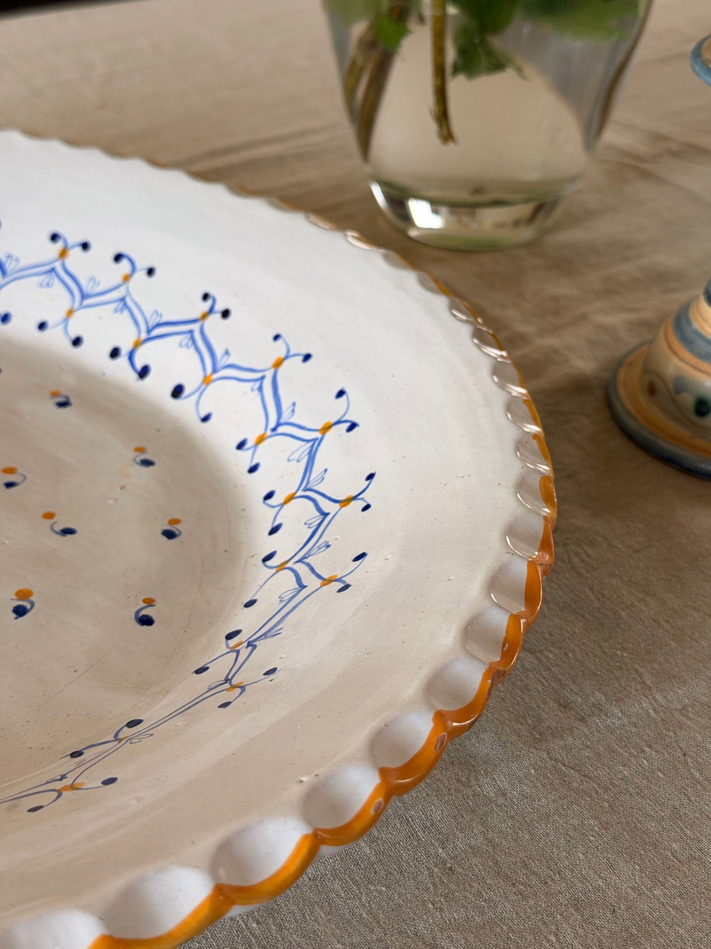 Platou mare din ceramică unic, pictat manual-Italia