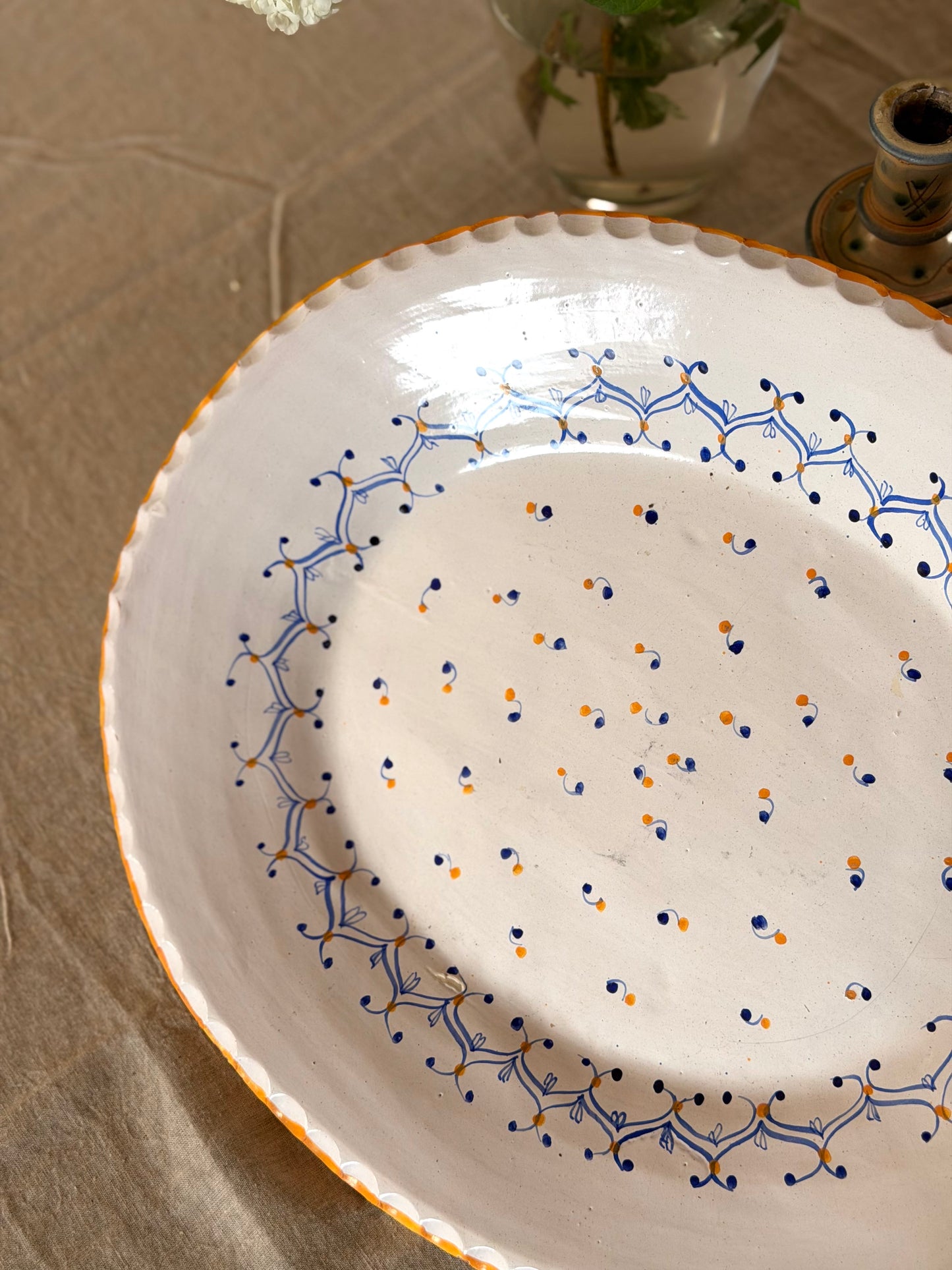 Platou mare din ceramică unic, pictat manual-Italia