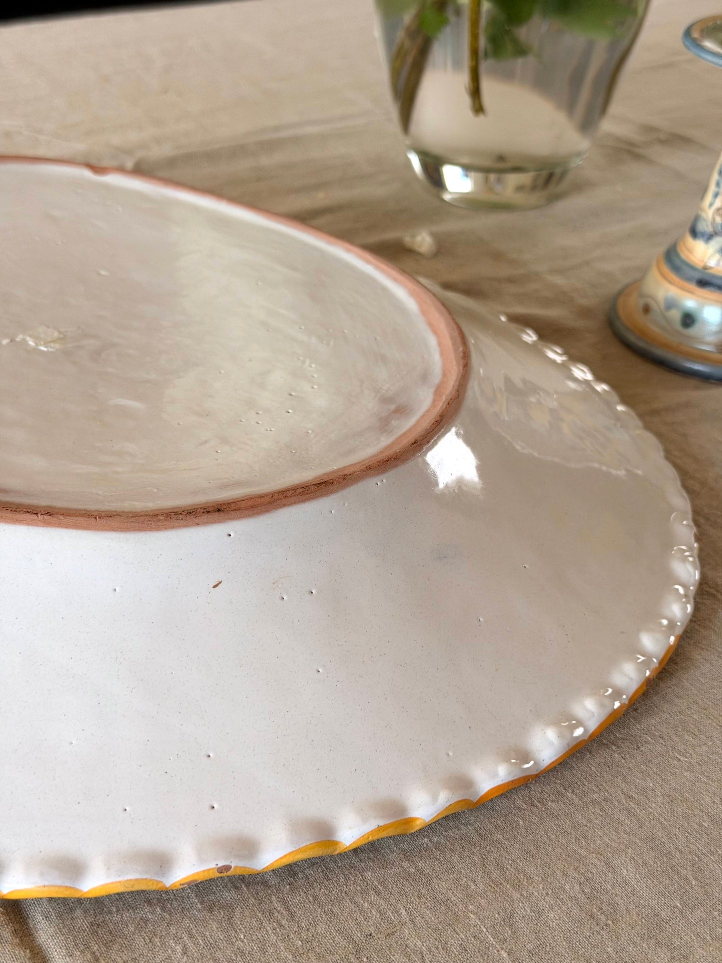 Platou mare din ceramică unic, pictat manual-Italia