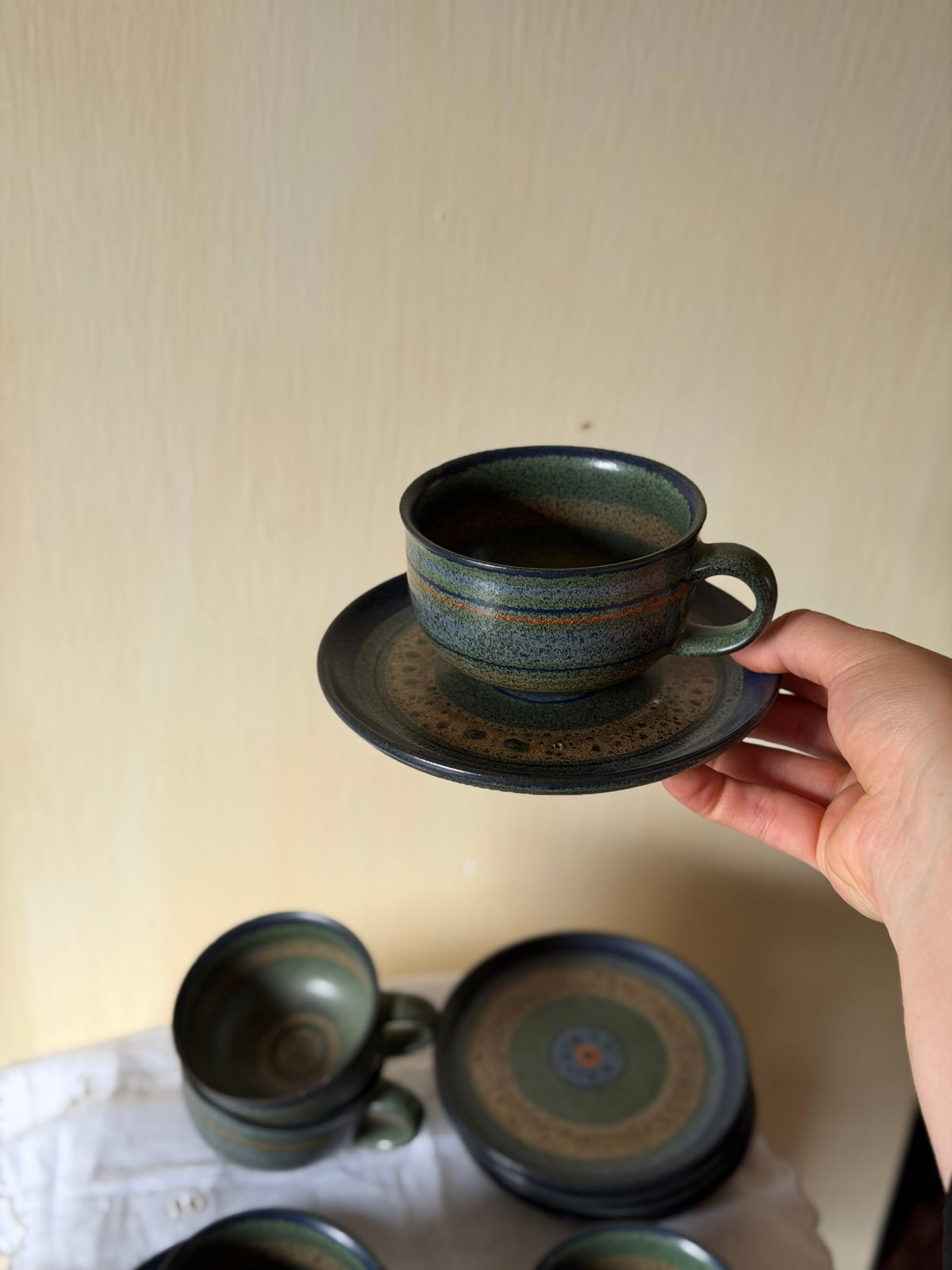 Set de cana+farfurie design vintage