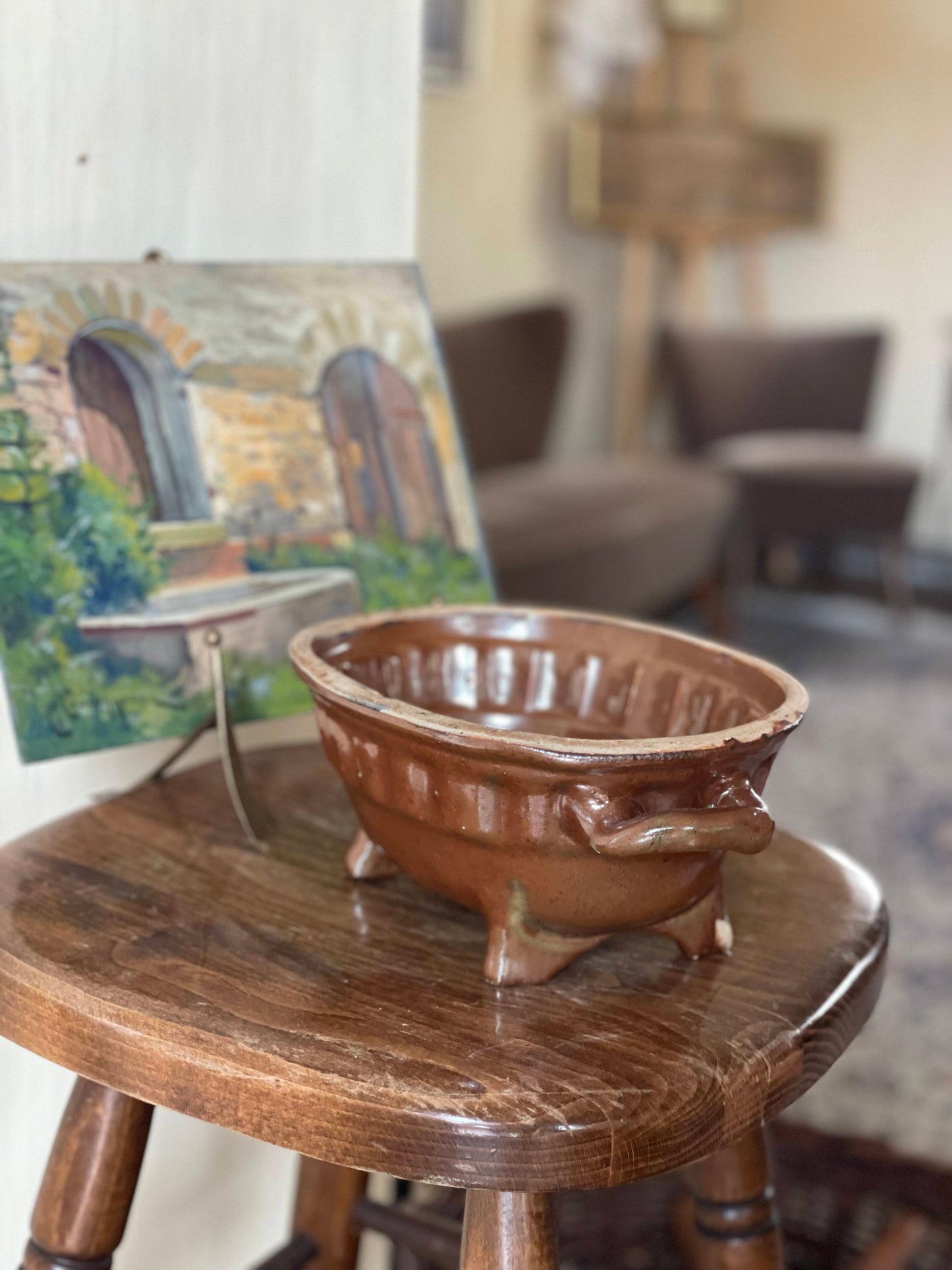 Vas de copt sec. XIX din ceramică model floral