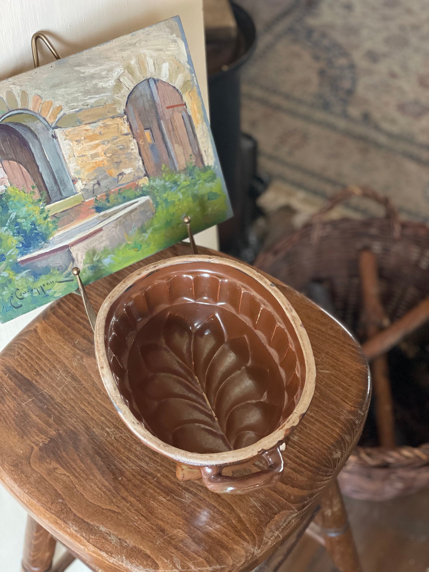 Vas de copt sec. XIX din ceramică model floral