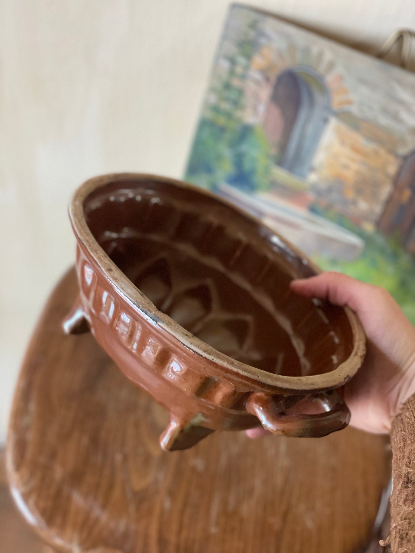 Vas de copt sec. XIX din ceramică model floral