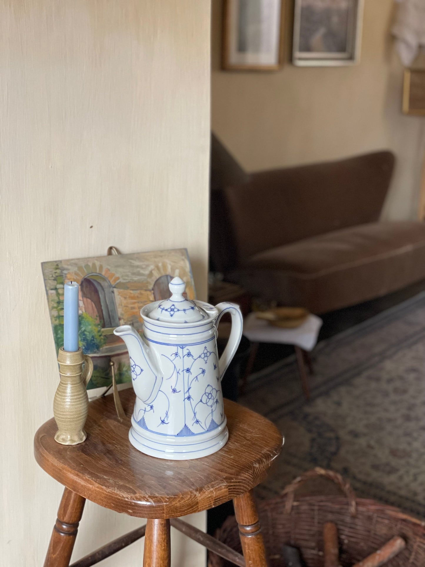 Ceainic mare 'floare de pai' din porțelan