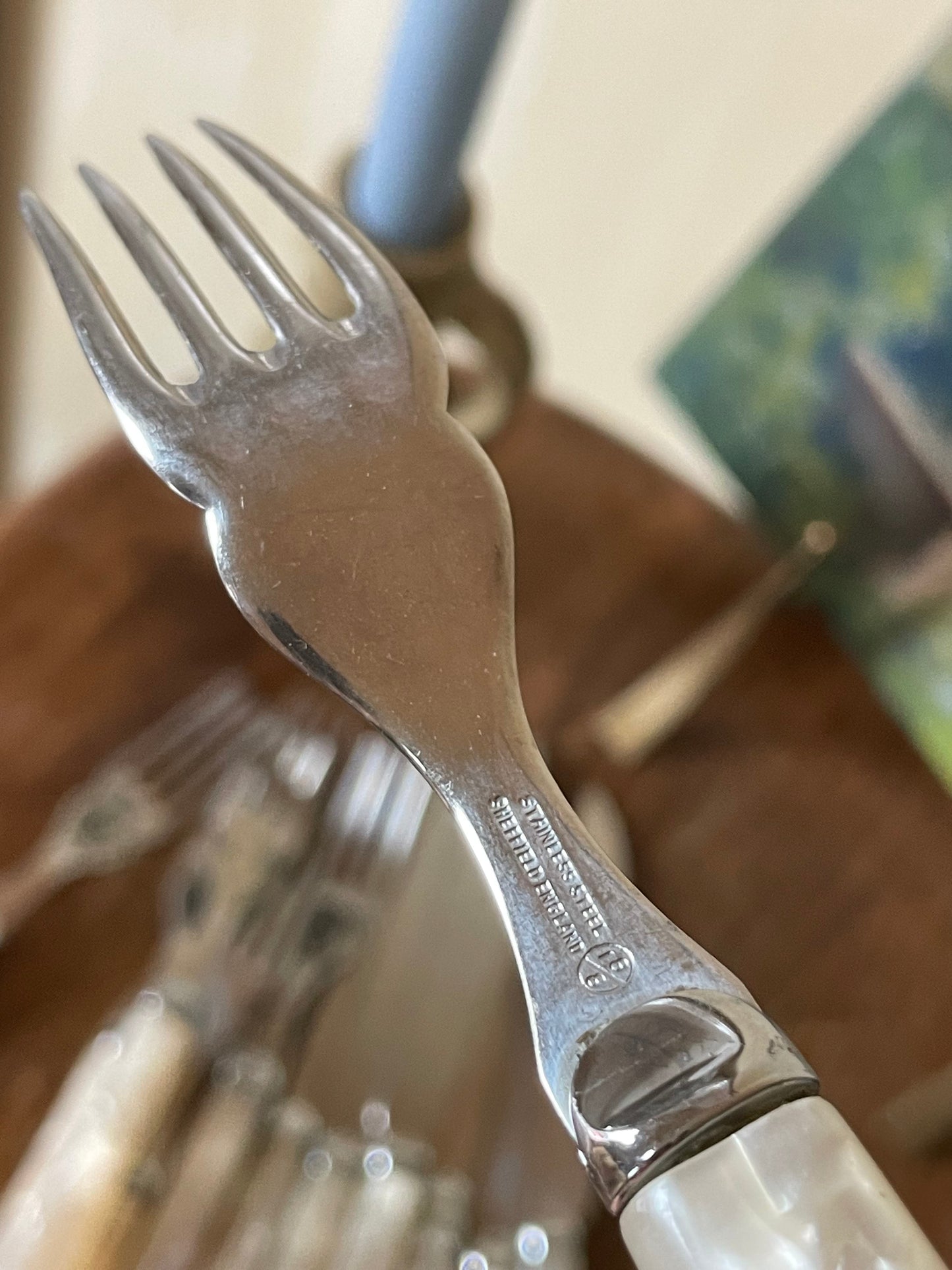 Set tacâmuri argintate cu mâner din sidef