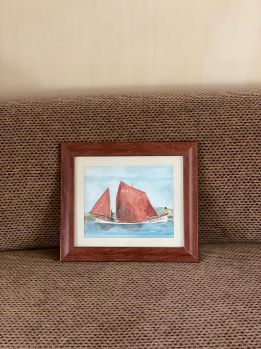 Tablou pictat watercolor motiv marin, semnat