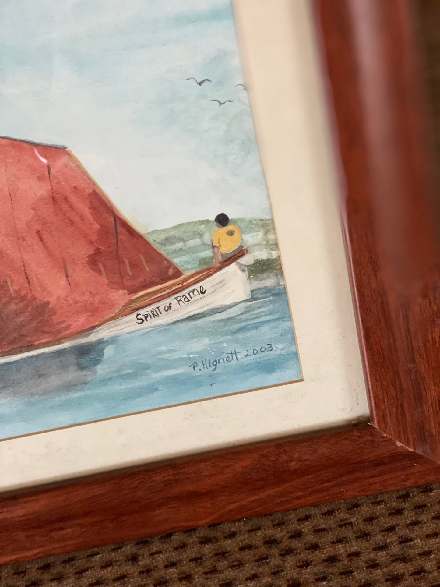 Tablou pictat watercolor motiv marin, semnat