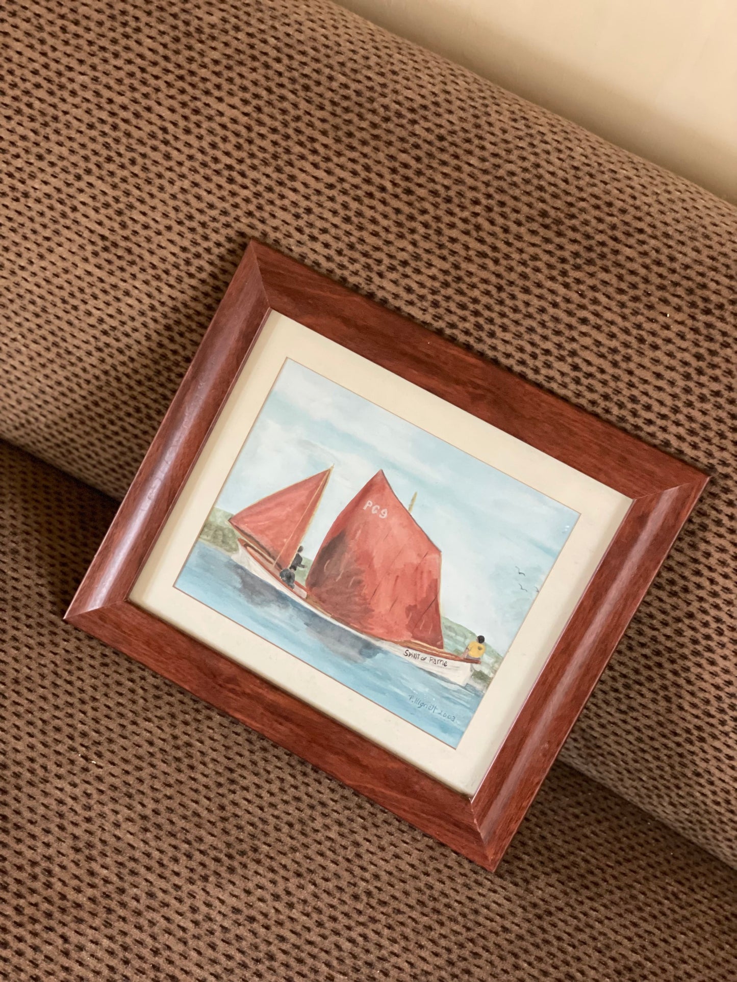 Tablou pictat watercolor motiv marin, semnat