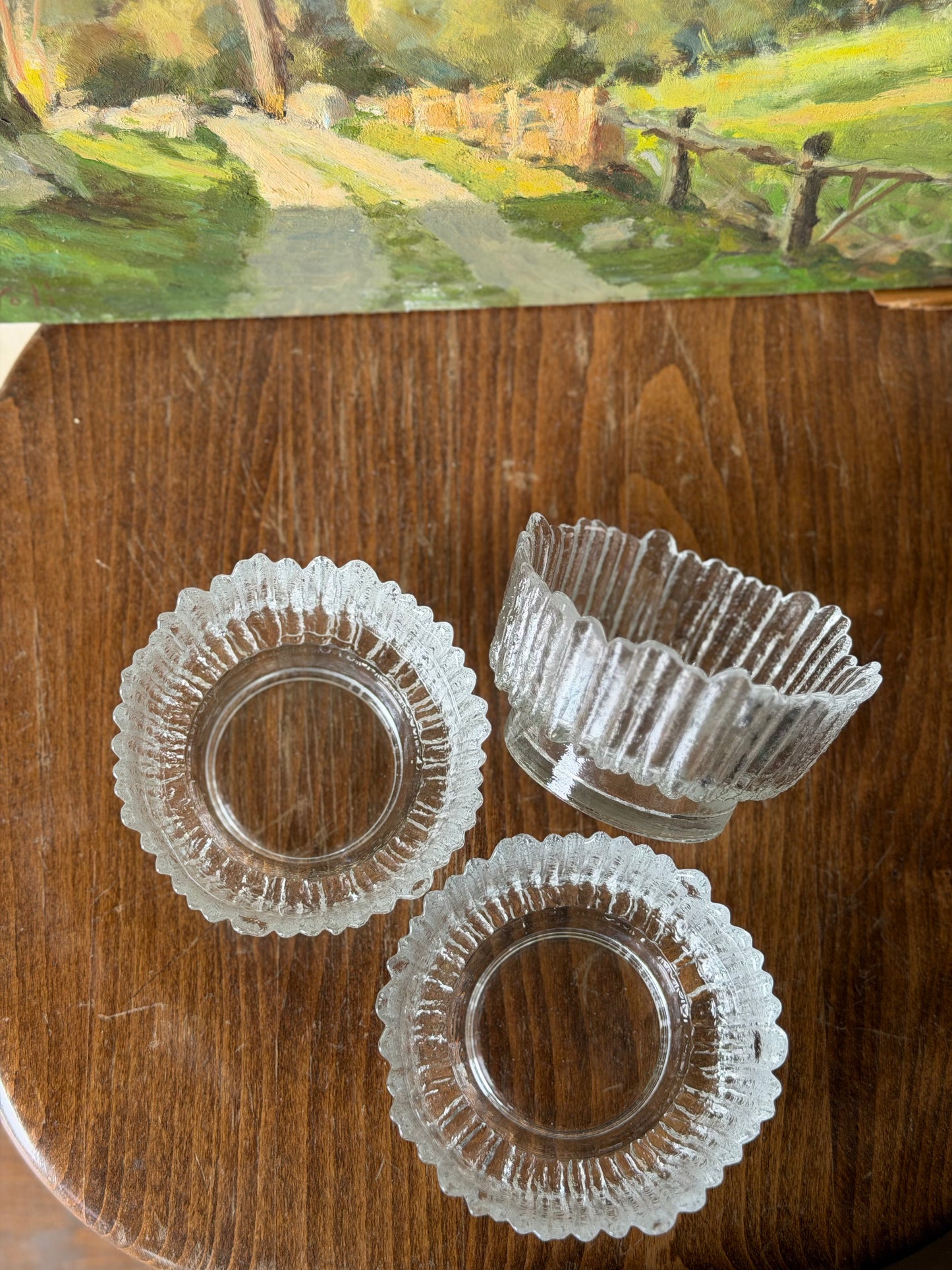 Set de 3 pahare din sticlă, lucrate manual-designer Pavel Panek 1979