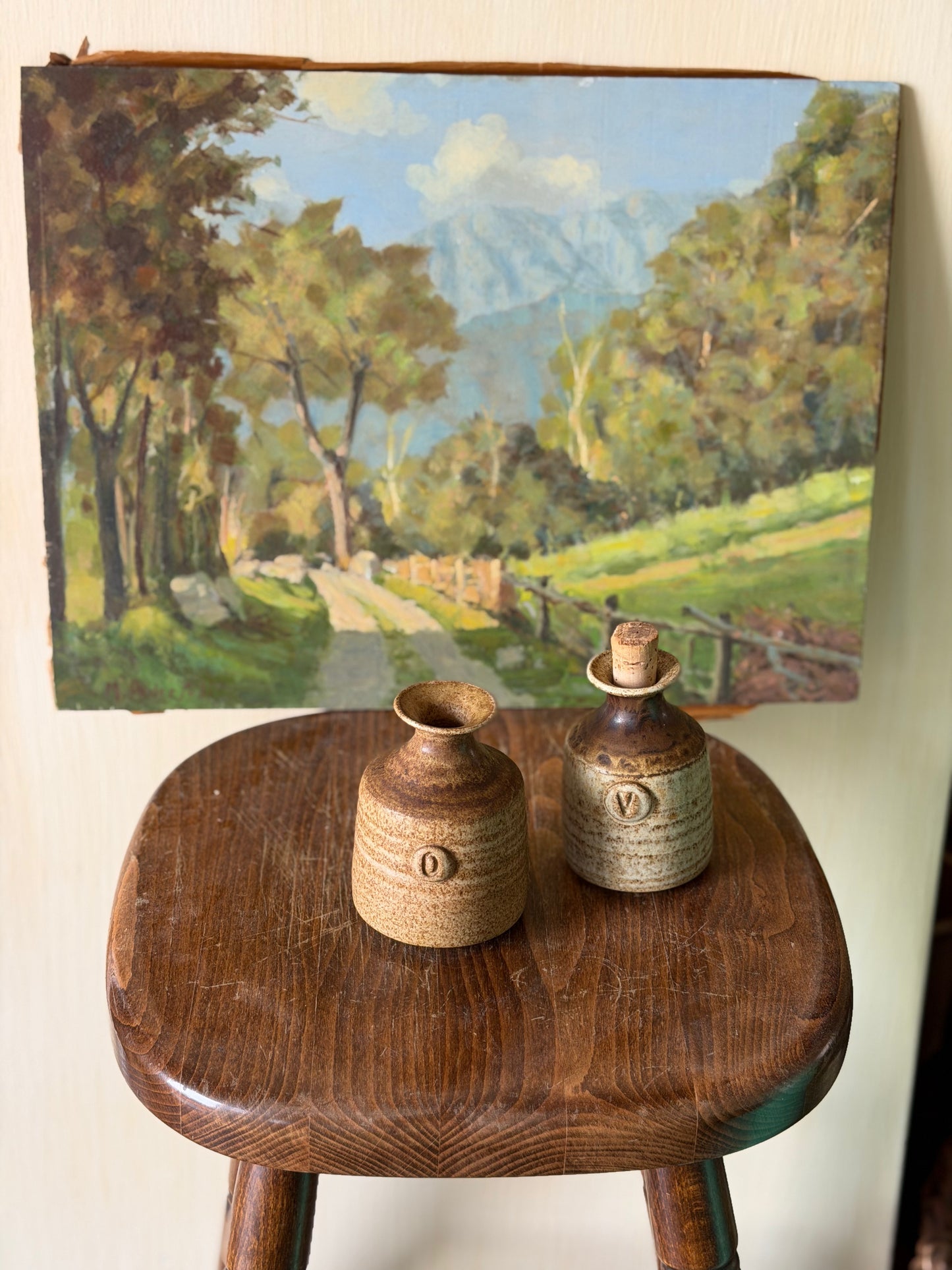 Set de 2 recipiente de Ulei și Oțet din ceramica
