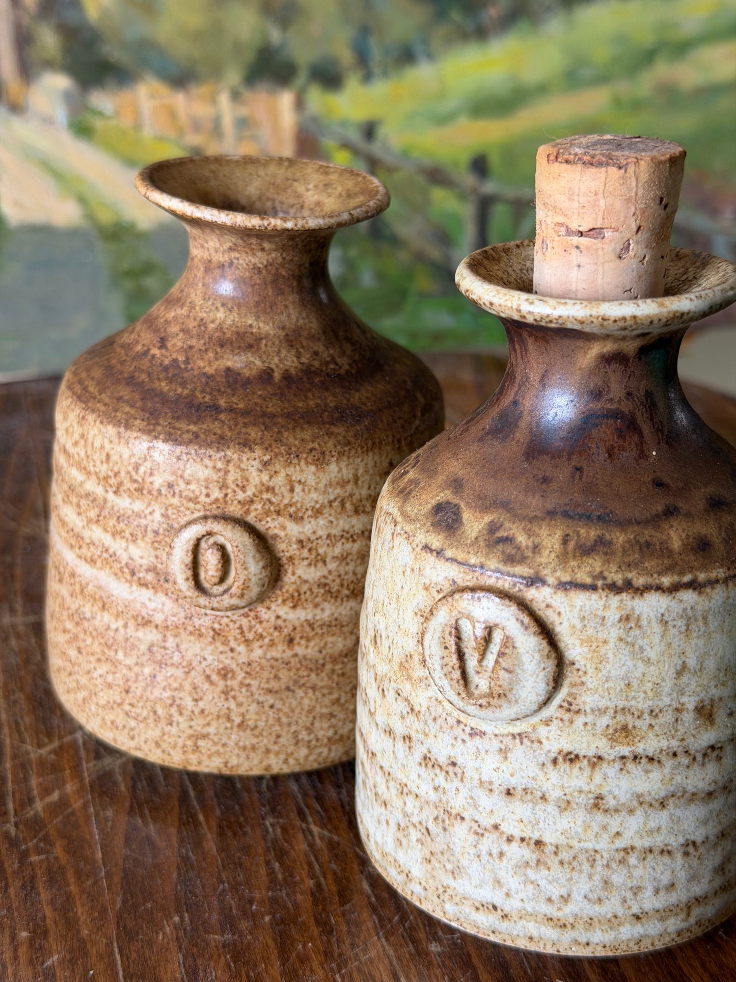 Set de 2 recipiente de Ulei și Oțet din ceramica