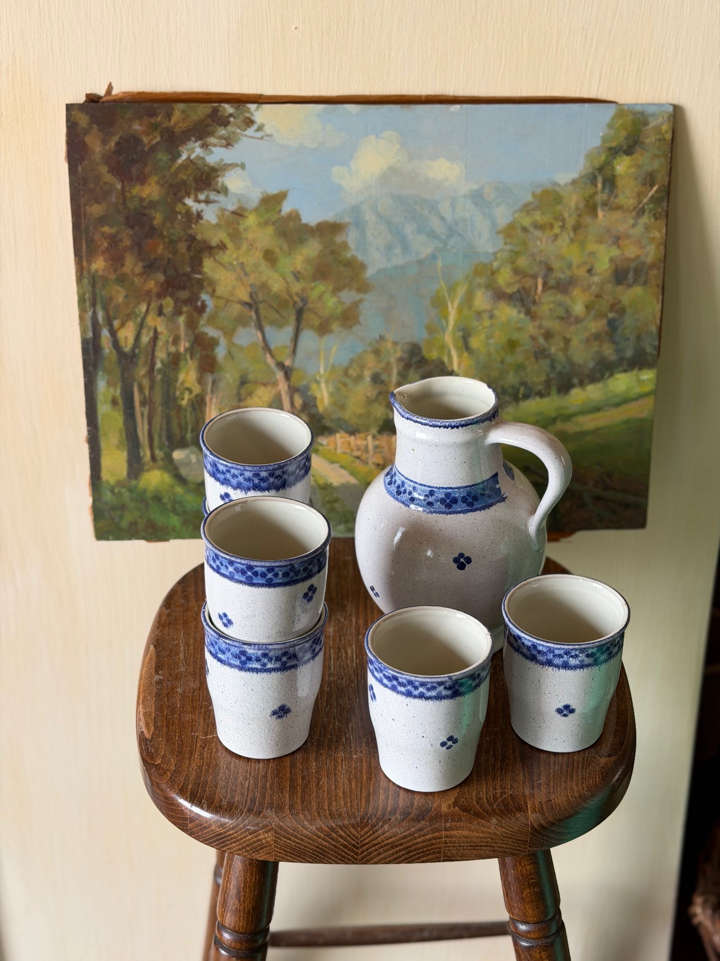Set de carafă+6 pahare din ceramică artizanală