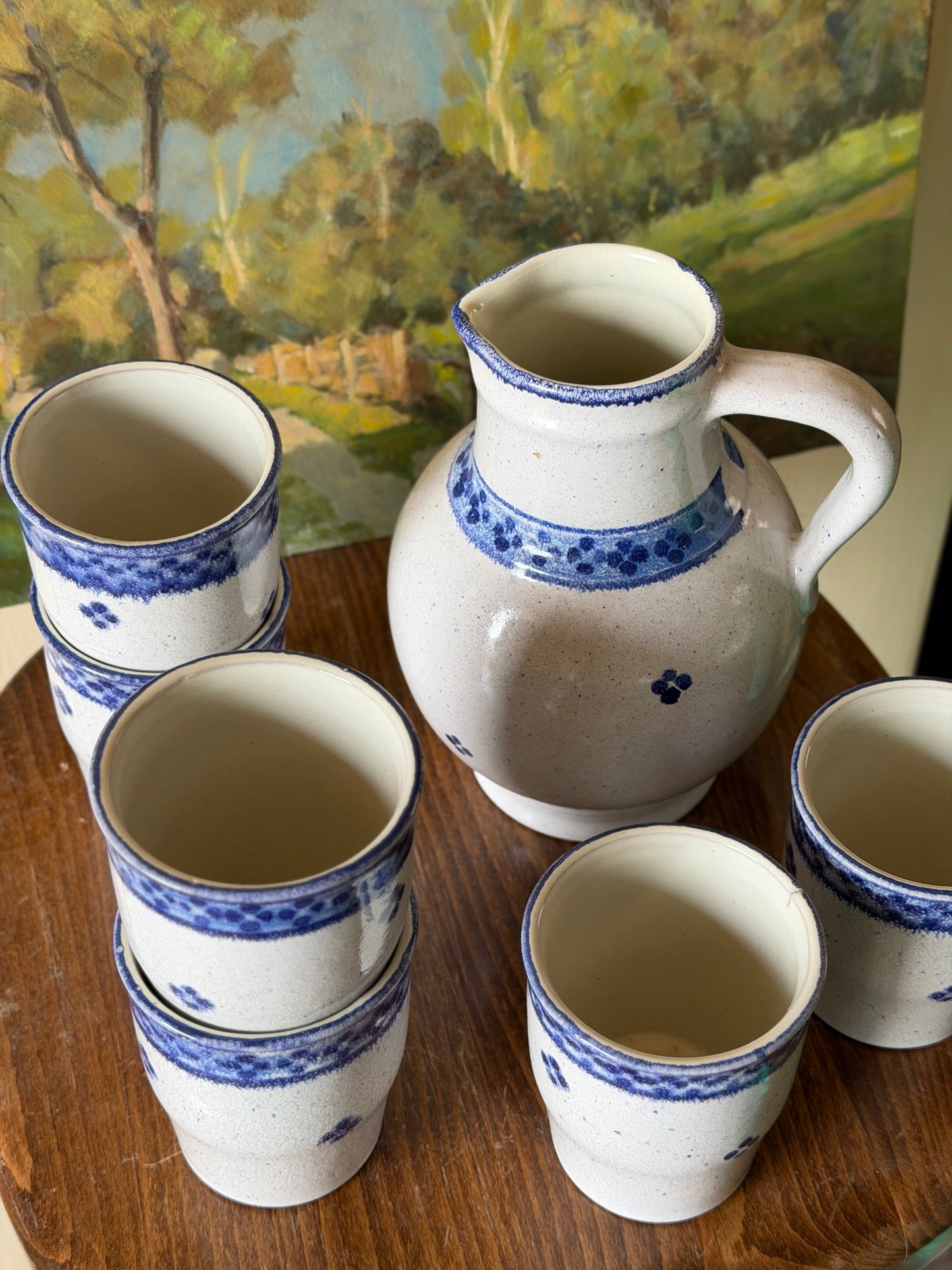 Set de carafă+6 pahare din ceramică artizanală