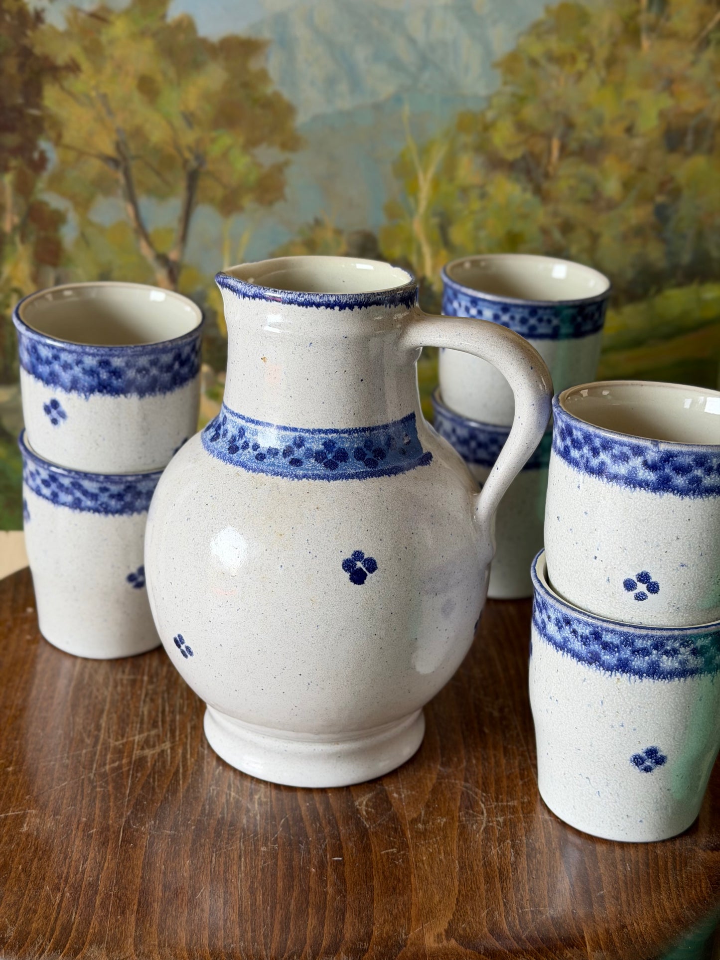 Set de carafă+6 pahare din ceramică artizanală