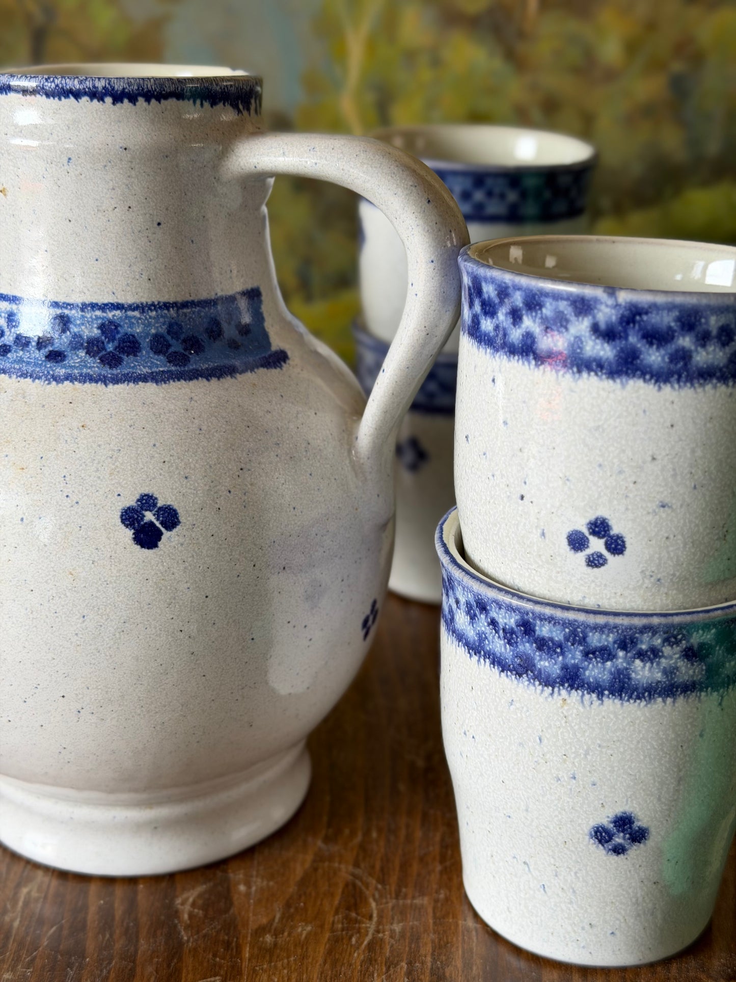 Set de carafă+6 pahare din ceramică artizanală