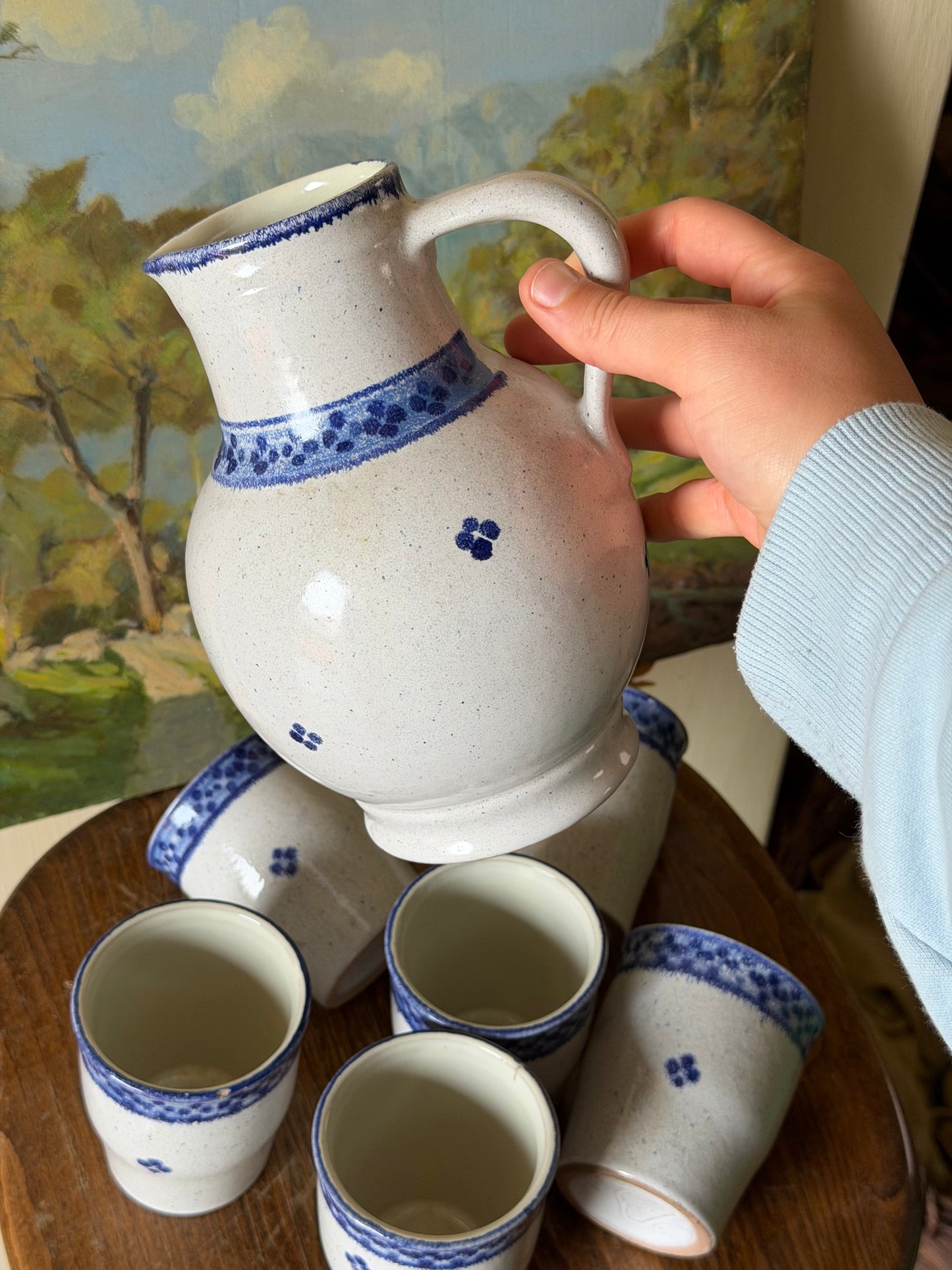 Set de carafă+6 pahare din ceramică artizanală