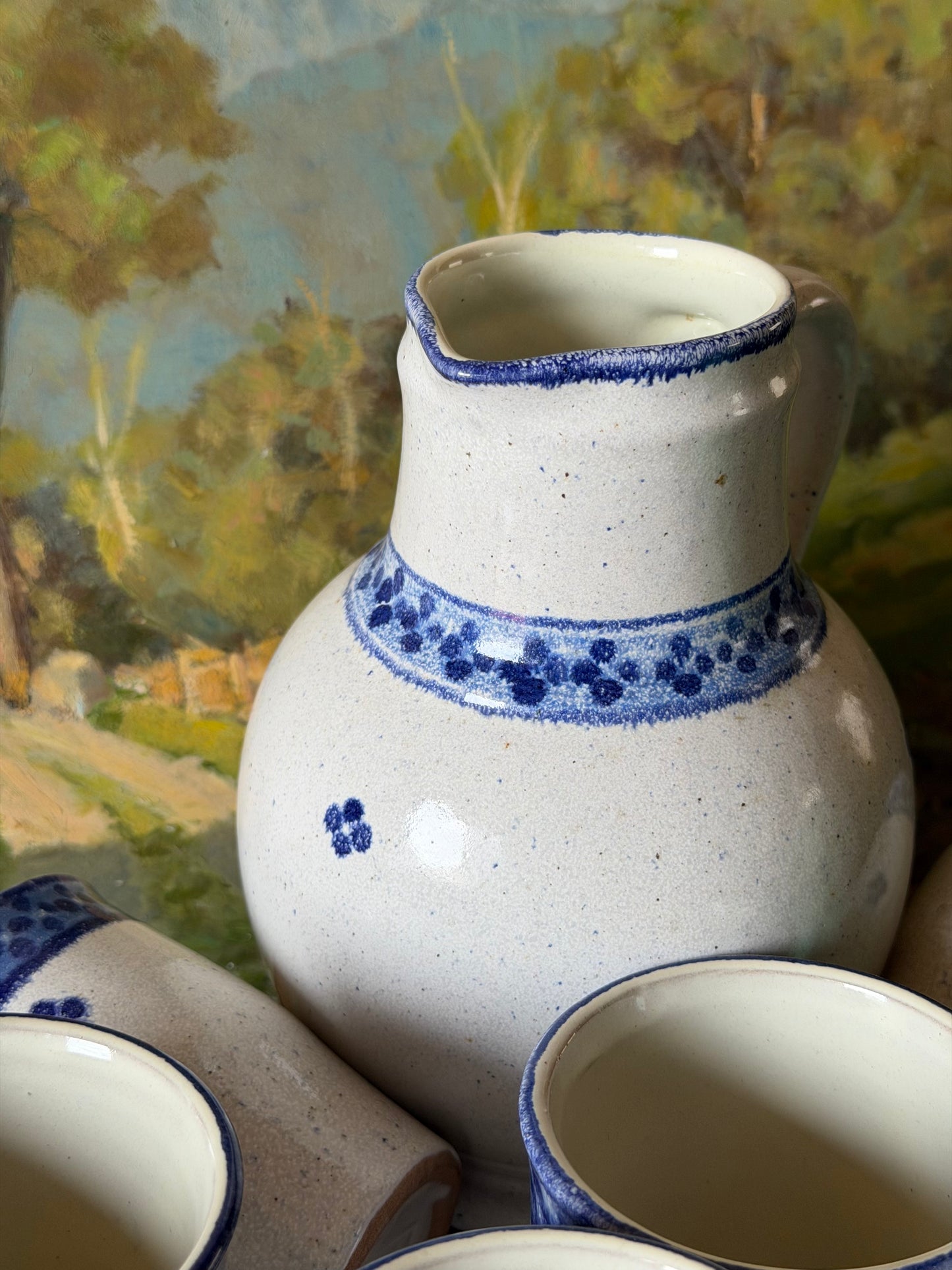 Set de carafă+6 pahare din ceramică artizanală