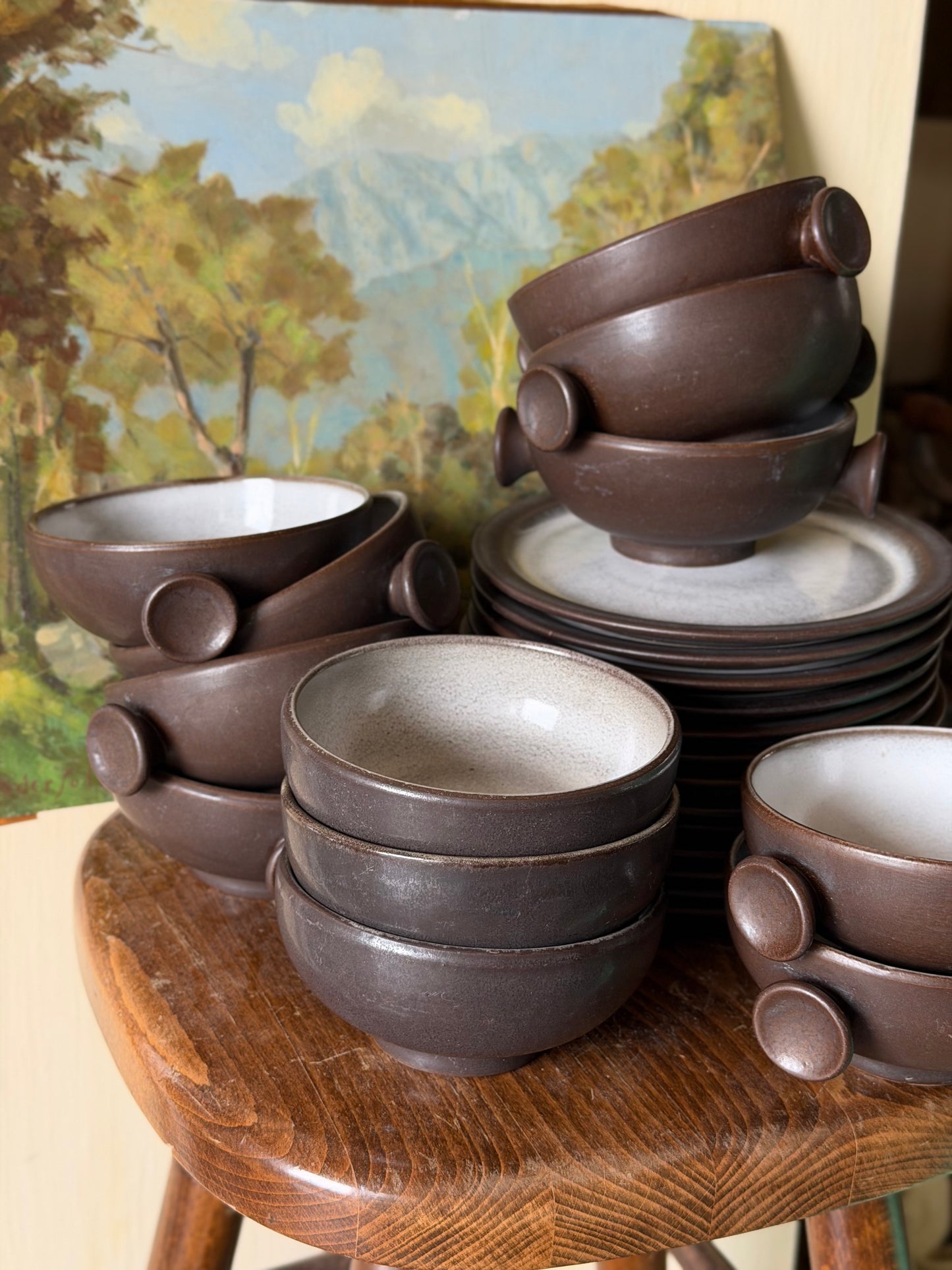 Set de bol+farfurie din ceramica glazurată