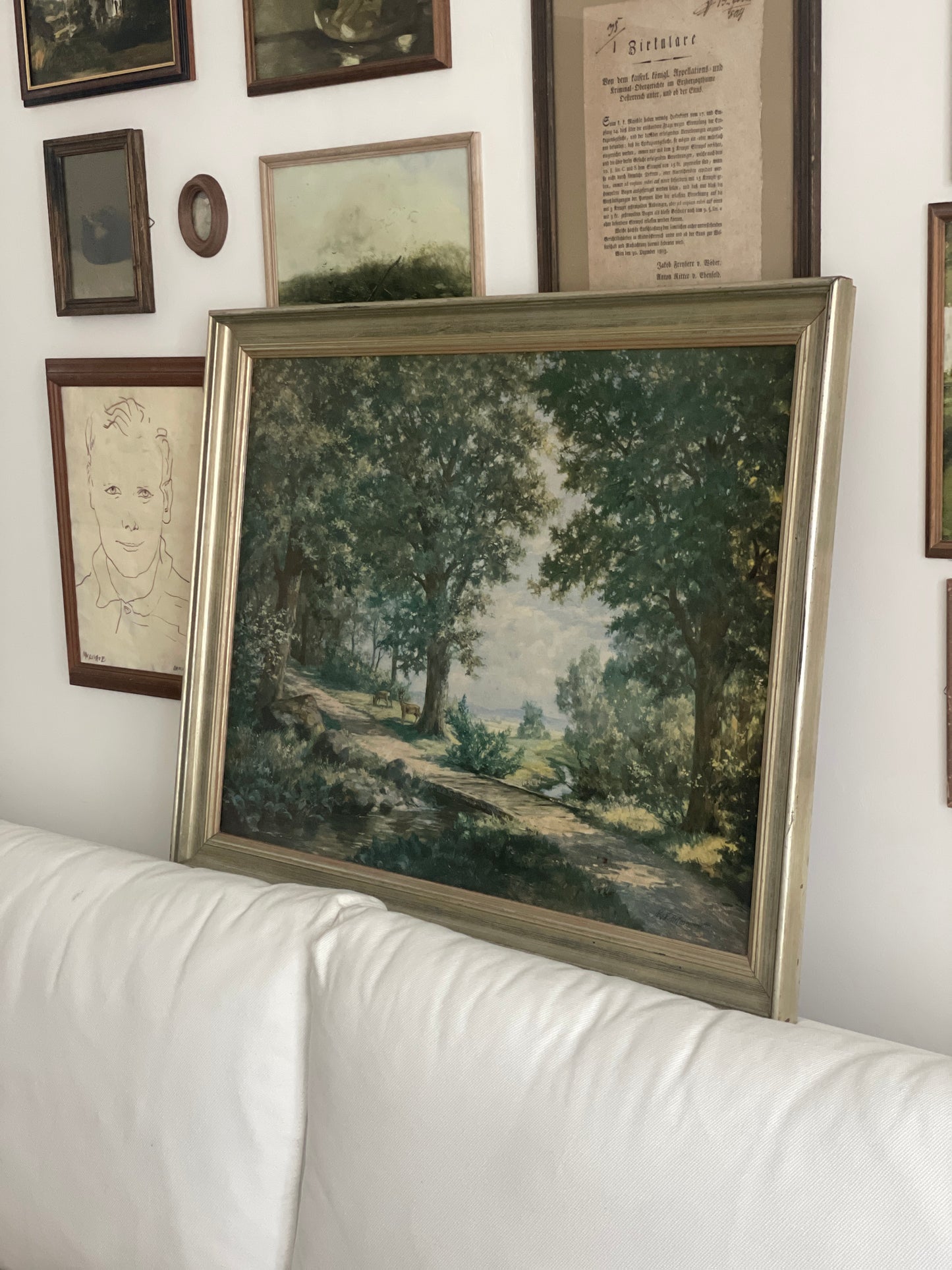 Tablou mare peisagistică, semnat