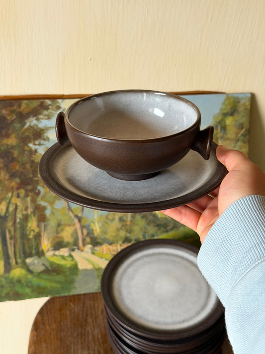 Set de bol+farfurie din ceramica glazurată