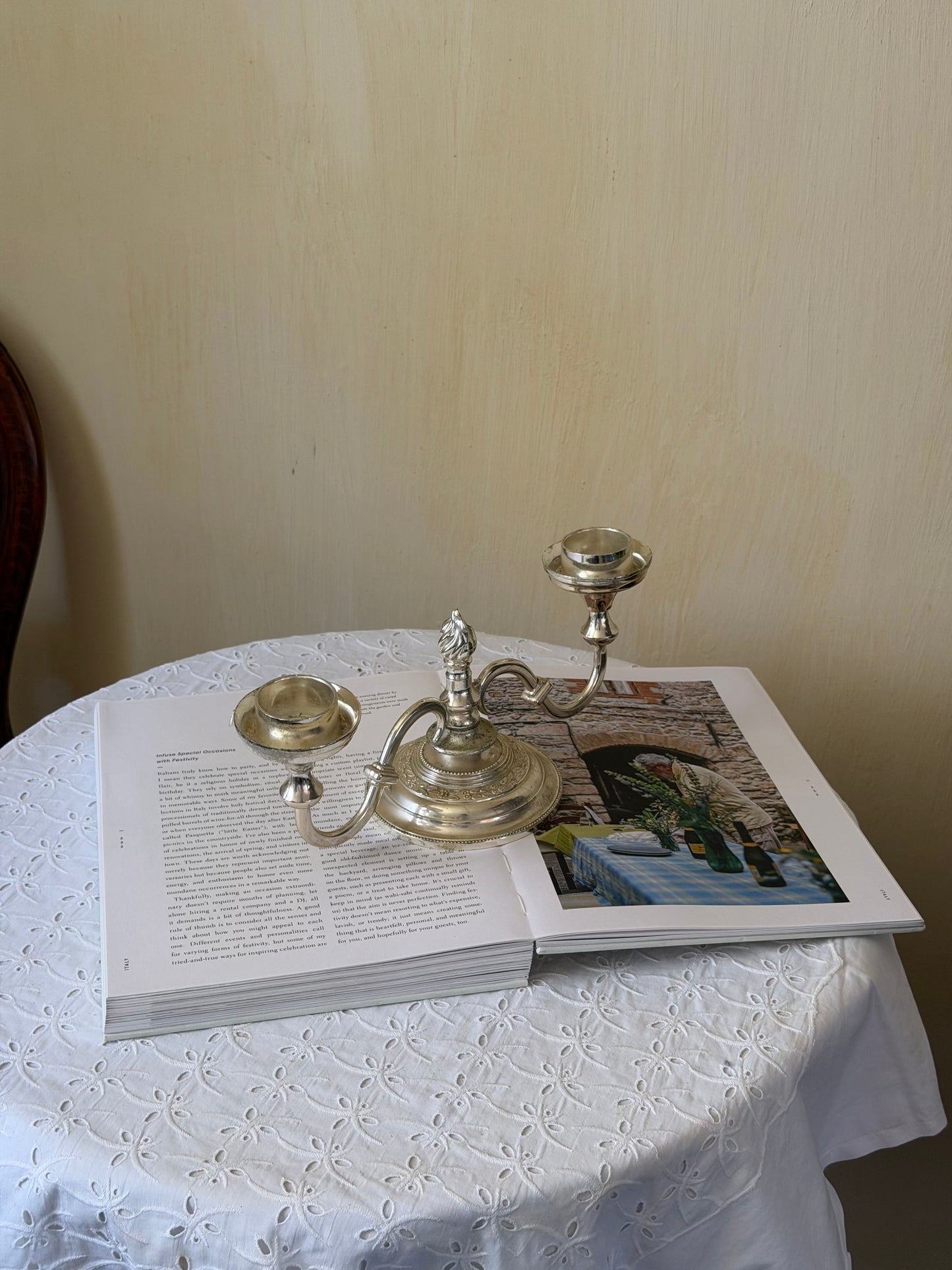 Sfesnic din zinc argintat cu doua capete stil Rococo, Anglia