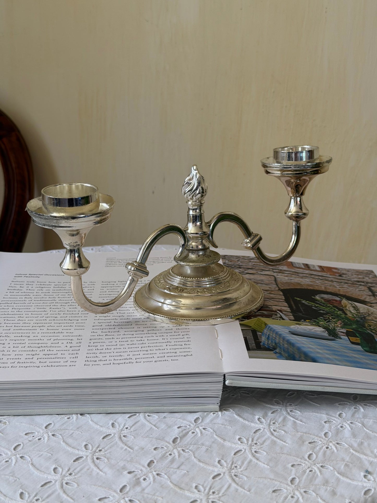 Sfesnic din zinc argintat cu doua capete stil Rococo, Anglia