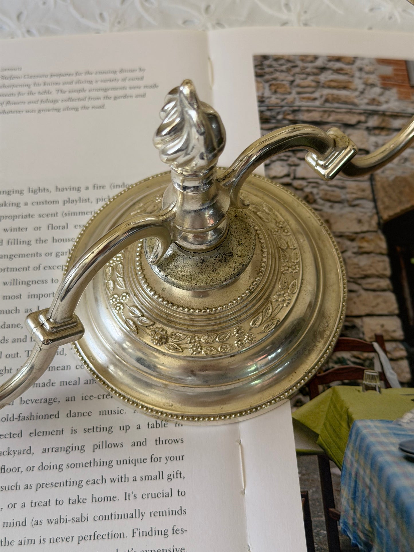 Sfesnic din zinc argintat cu doua capete stil Rococo, Anglia
