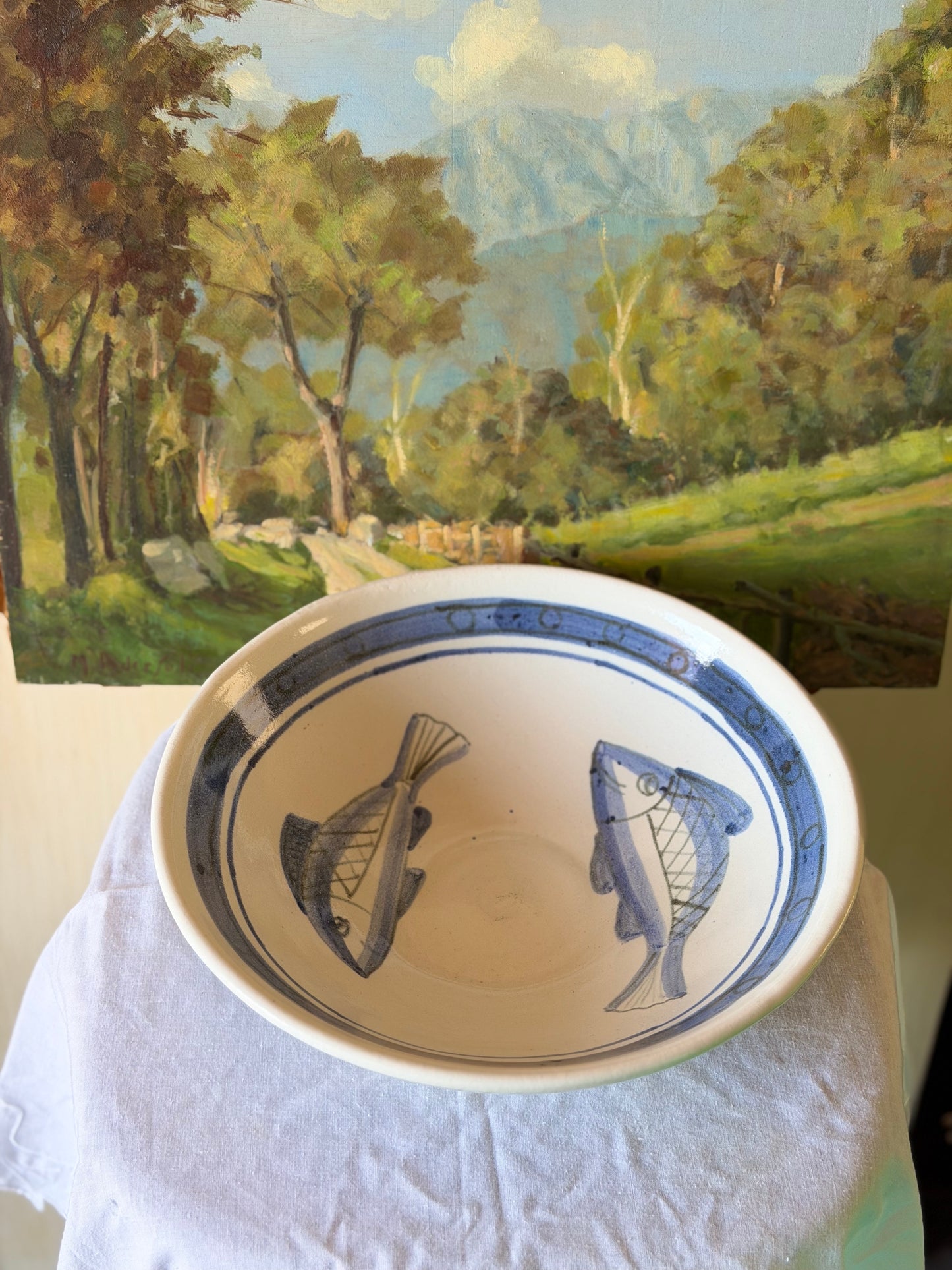 Bol din ceramica masivă glazurată, motiv peste