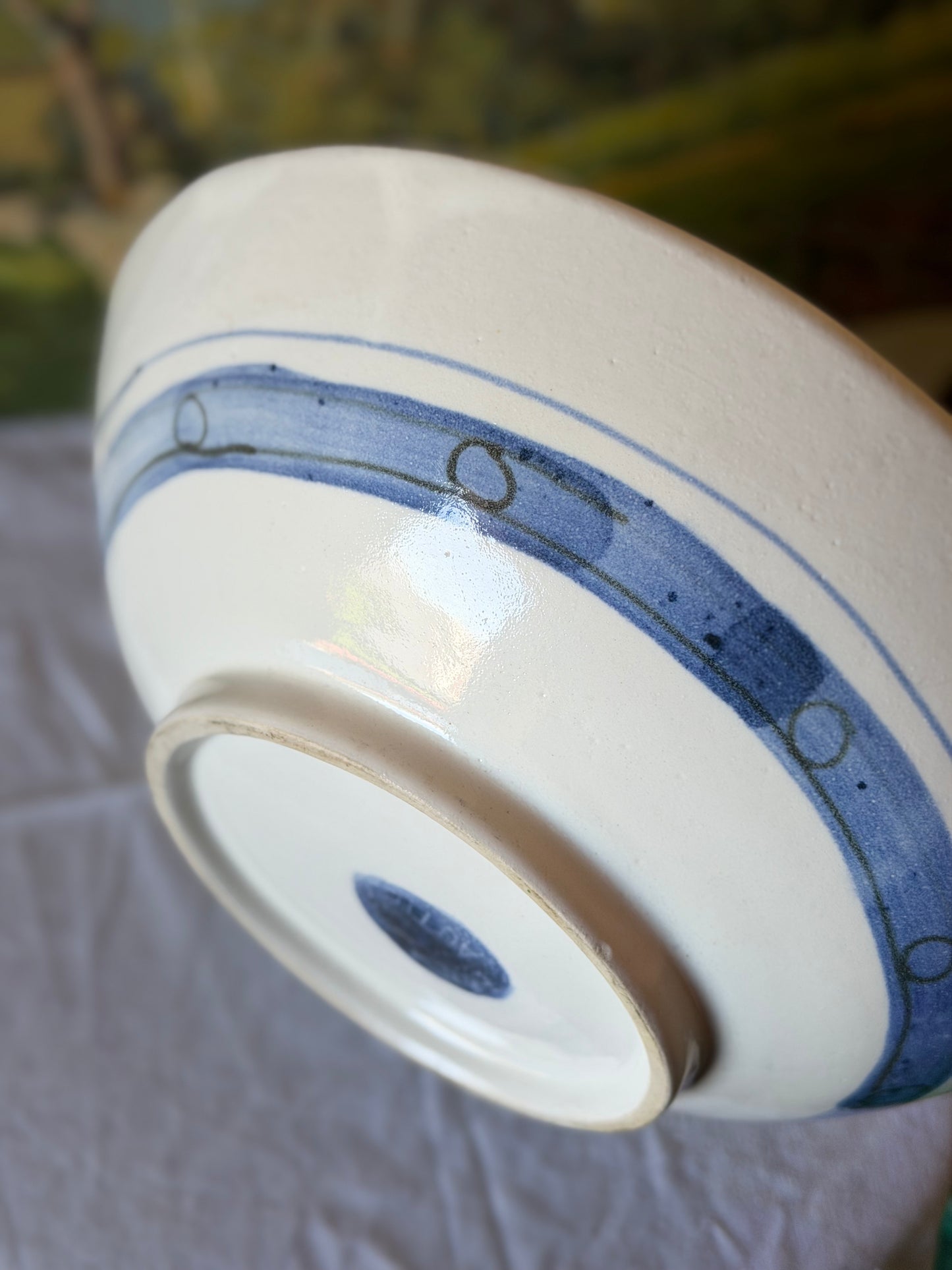 Bol din ceramica masivă glazurată, motiv peste