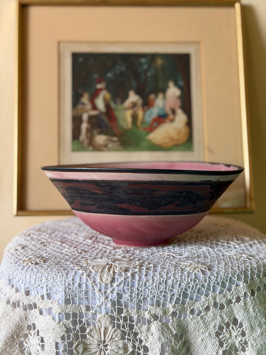 Bol/Fructiera din ceramica glazurată, lucrat manual-Mid Century