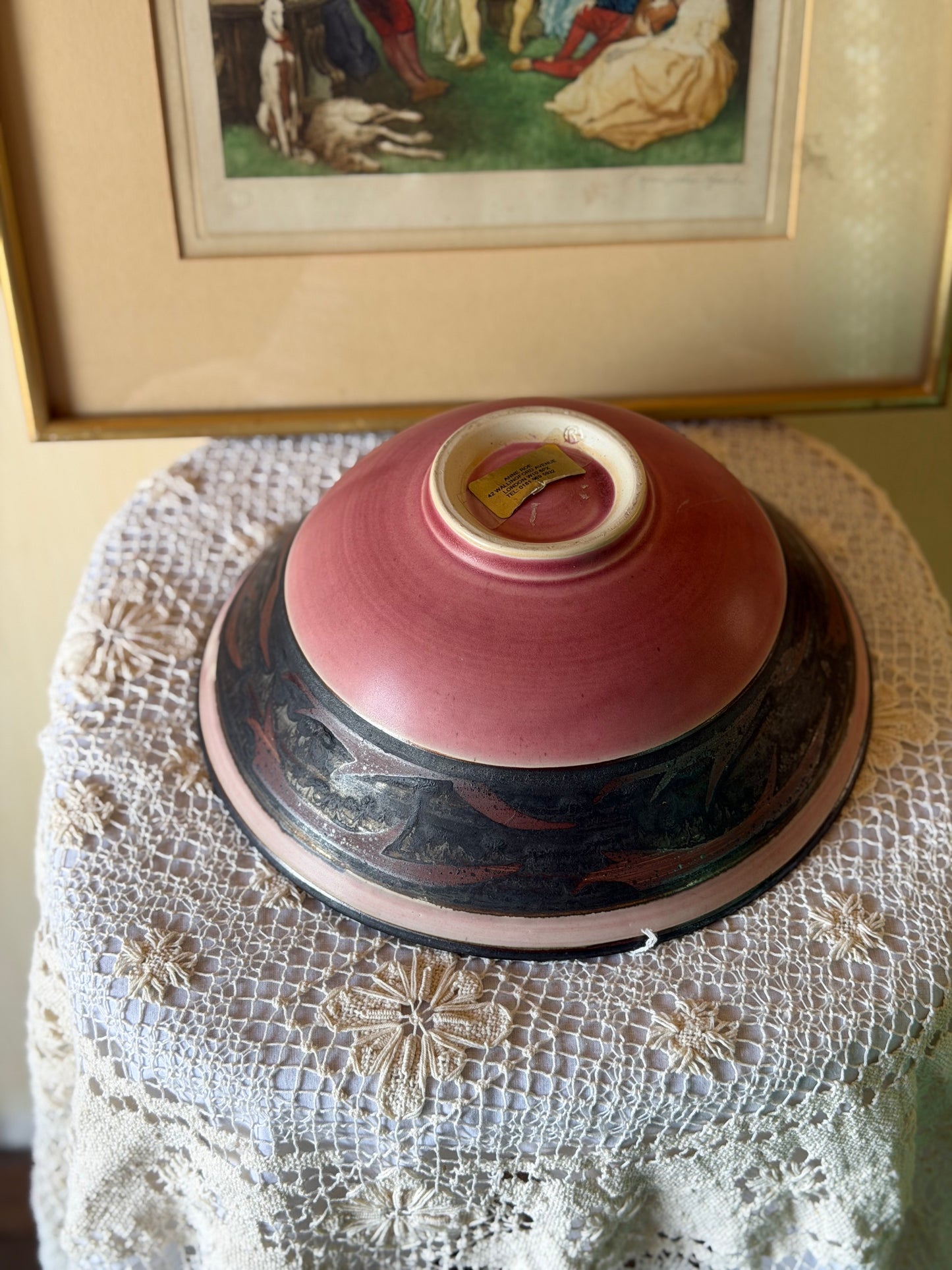Bol/Fructiera din ceramica glazurată, lucrat manual-Mid Century