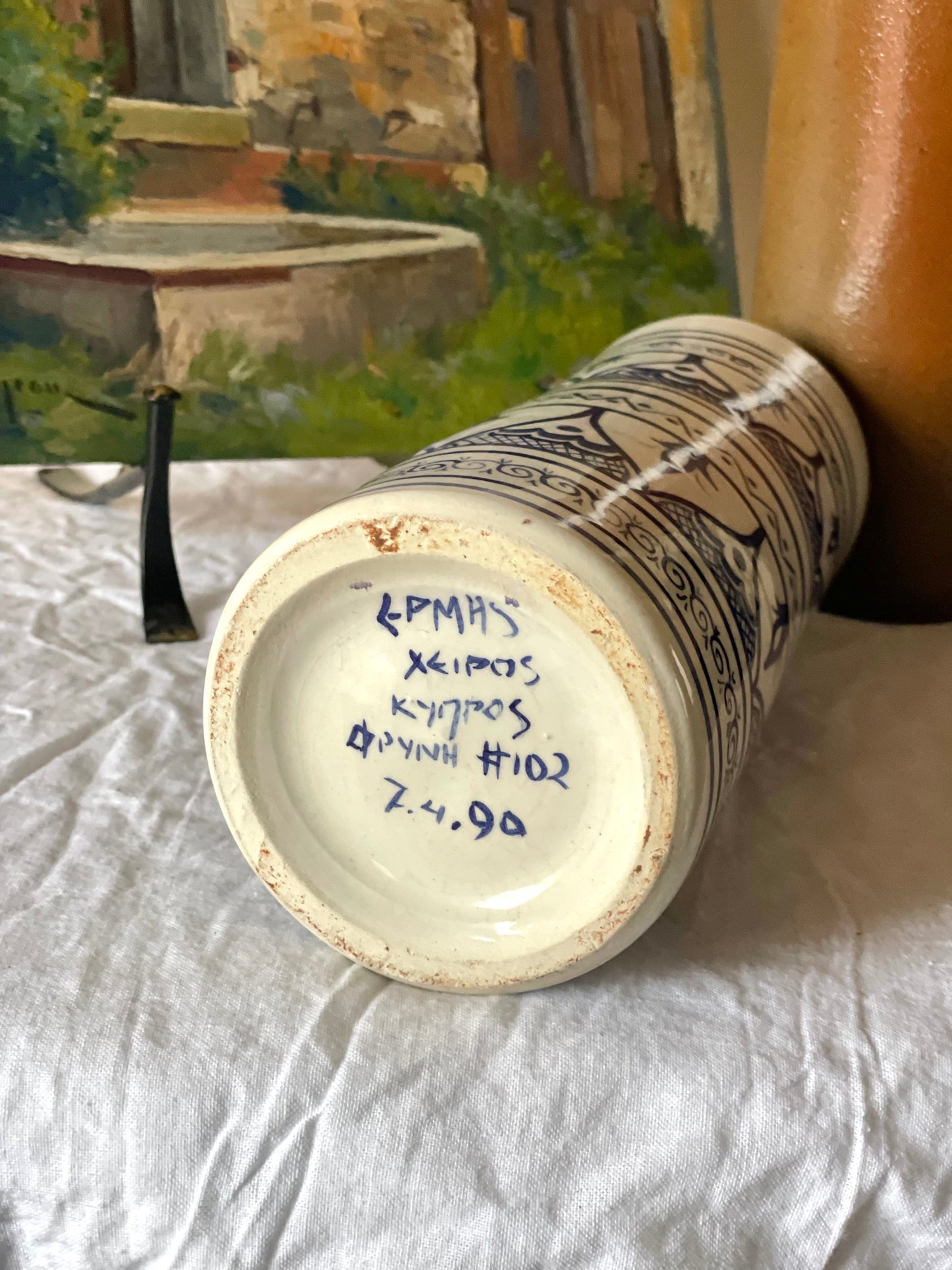 Vază din ceramică pictată manual