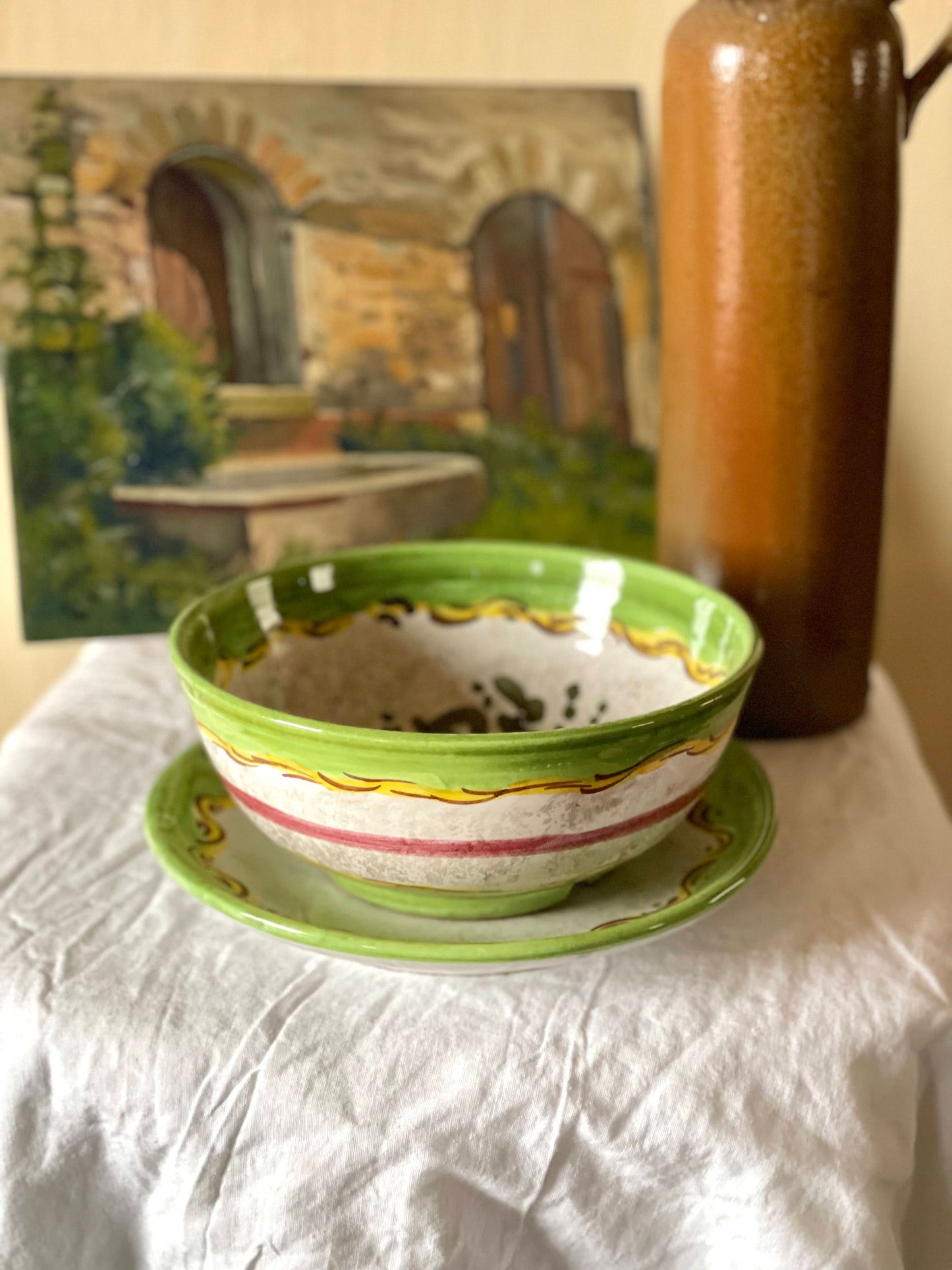 Set fructieră din ceramică pictată manual