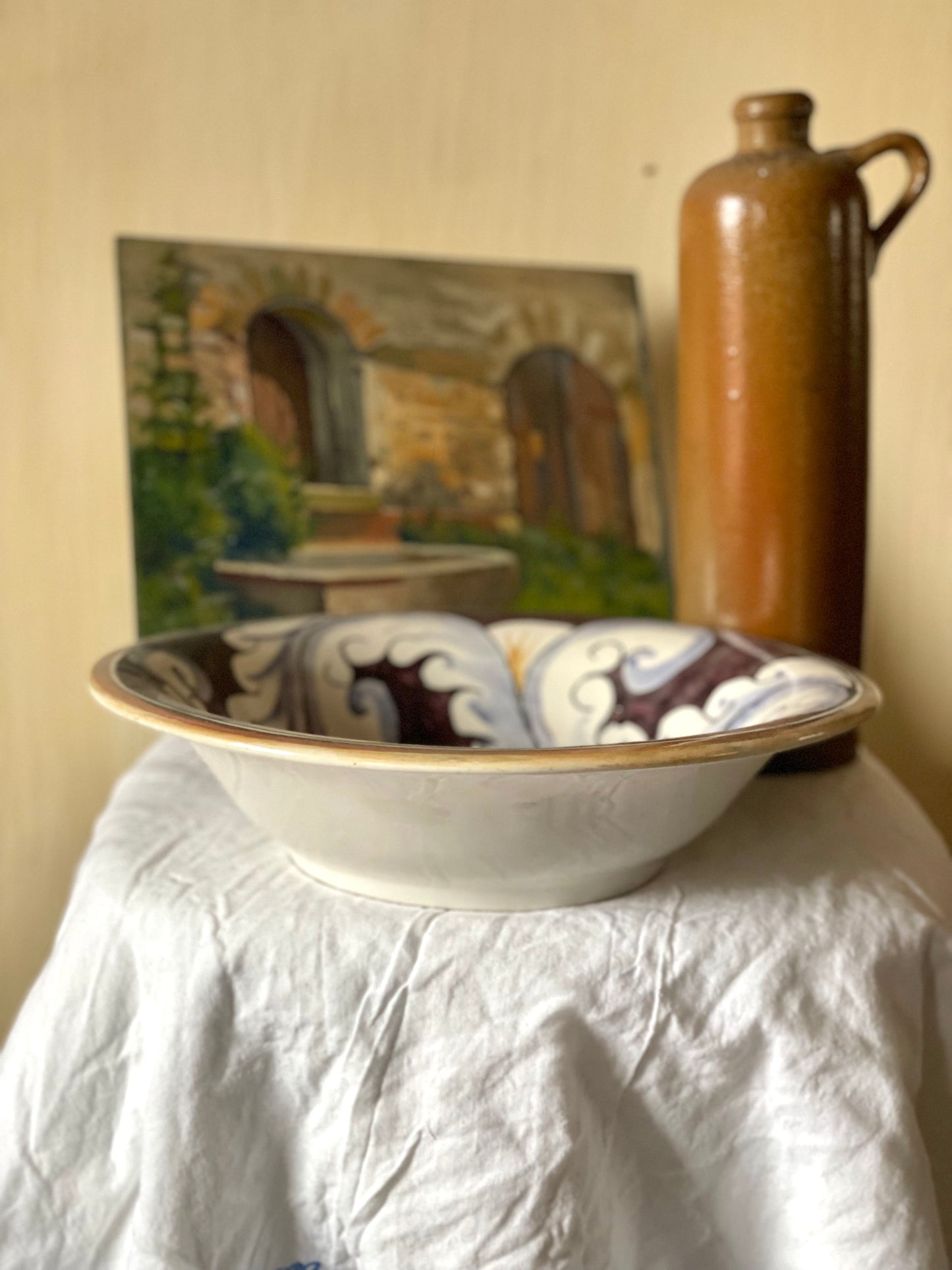 Bol mare ceramică pictat manual