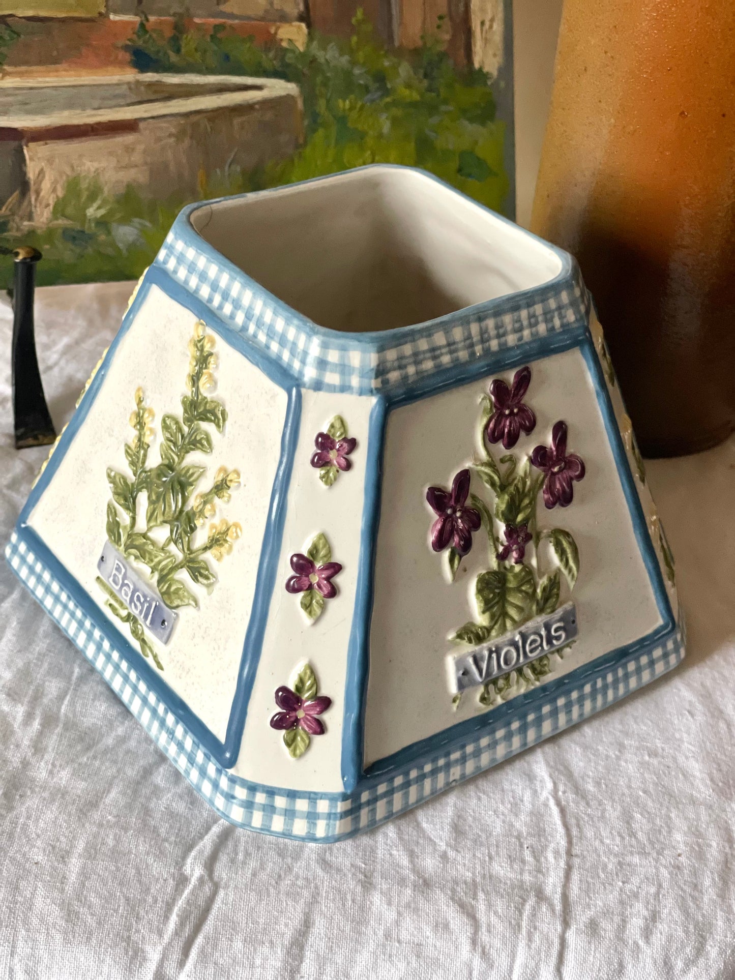 Abajur florlal pentru lumânare din ceramică