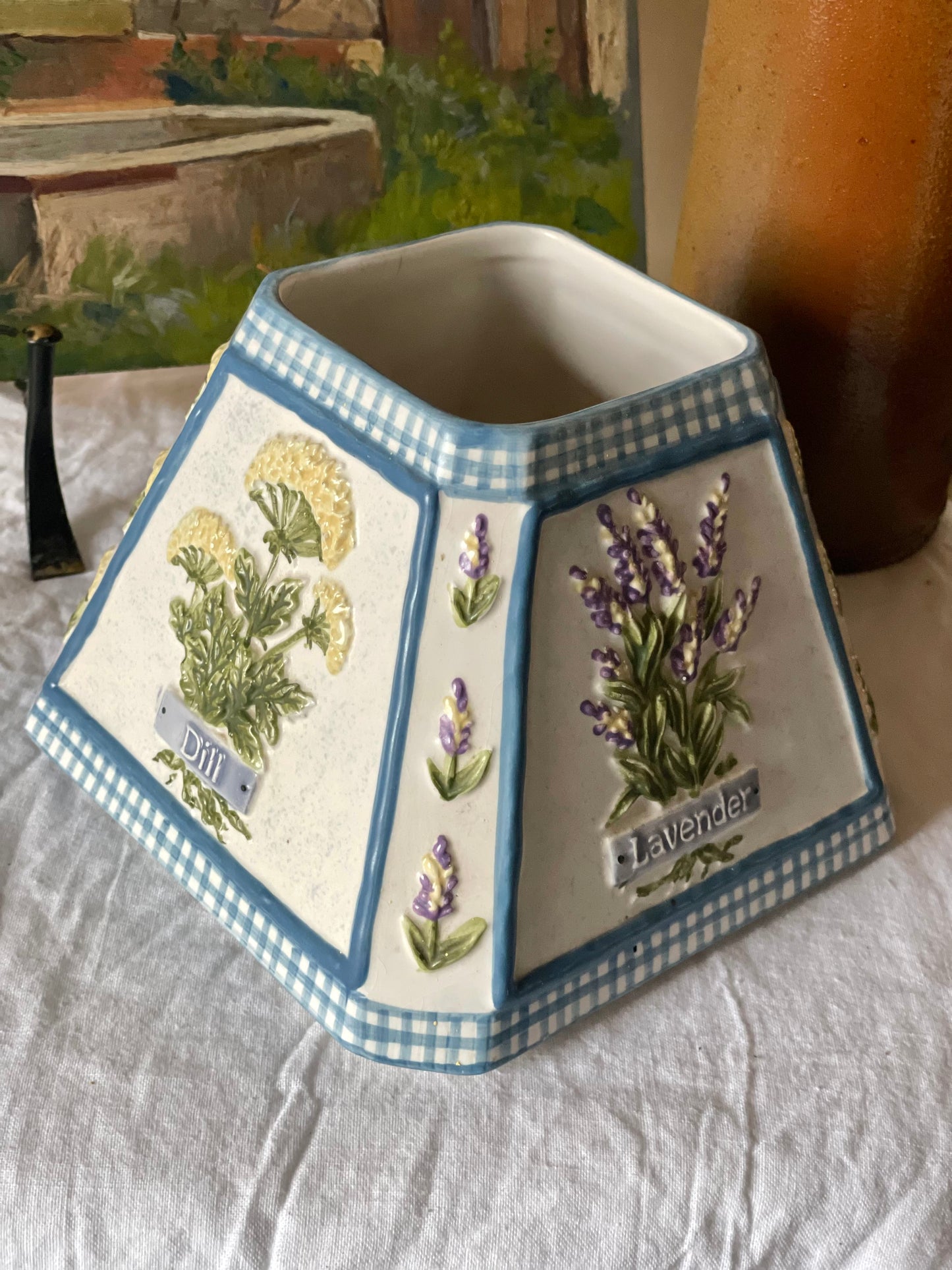 Abajur florlal pentru lumânare din ceramică