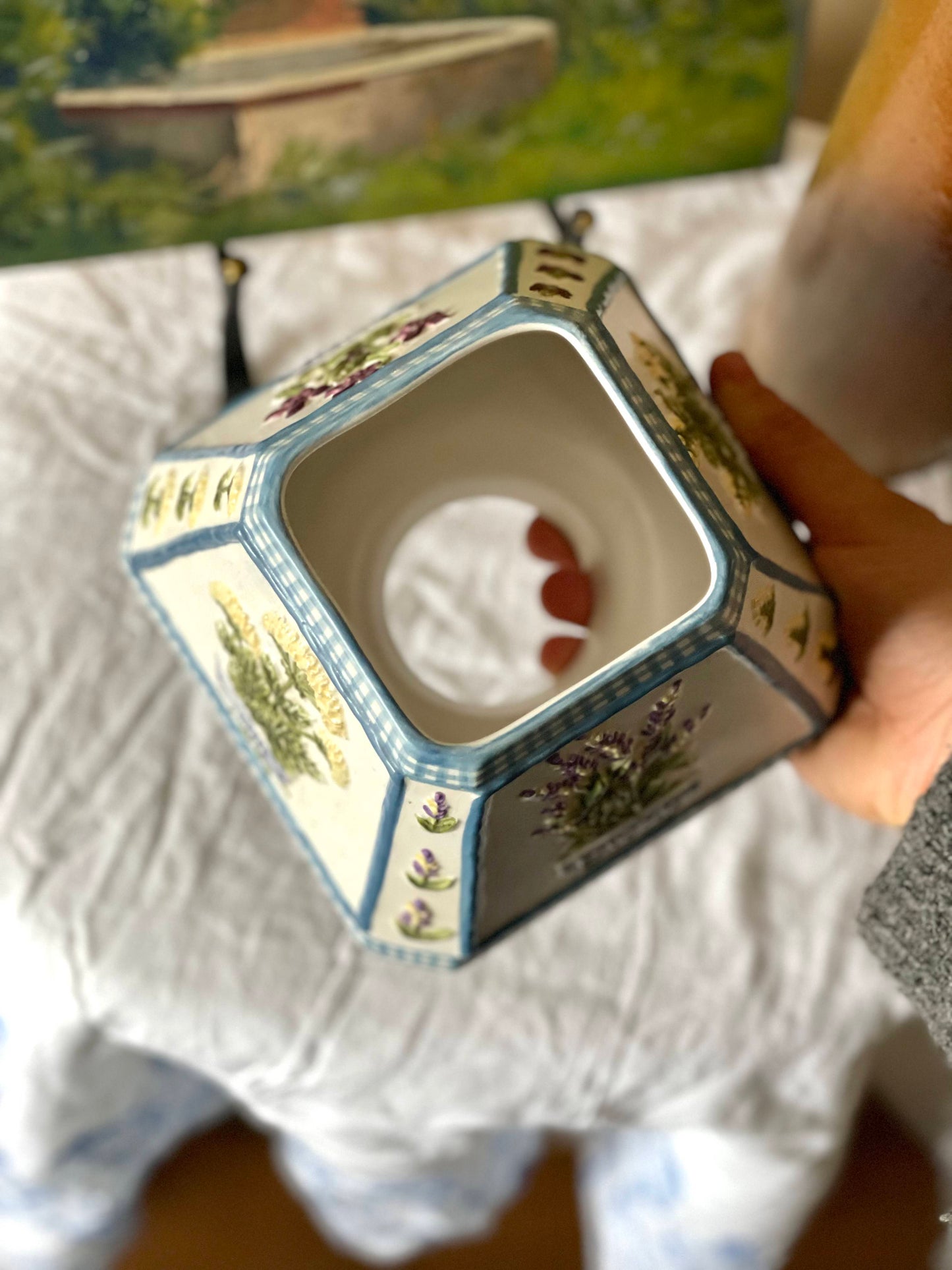 Abajur florlal pentru lumânare din ceramică