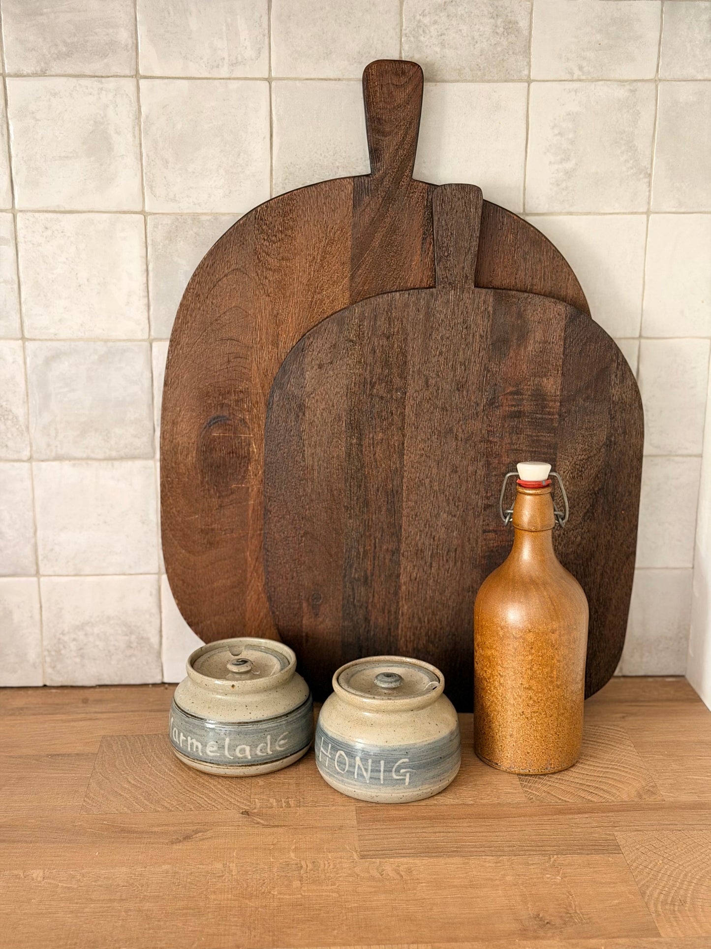 Set de 2 recipiente vintage din ceramica glazurată