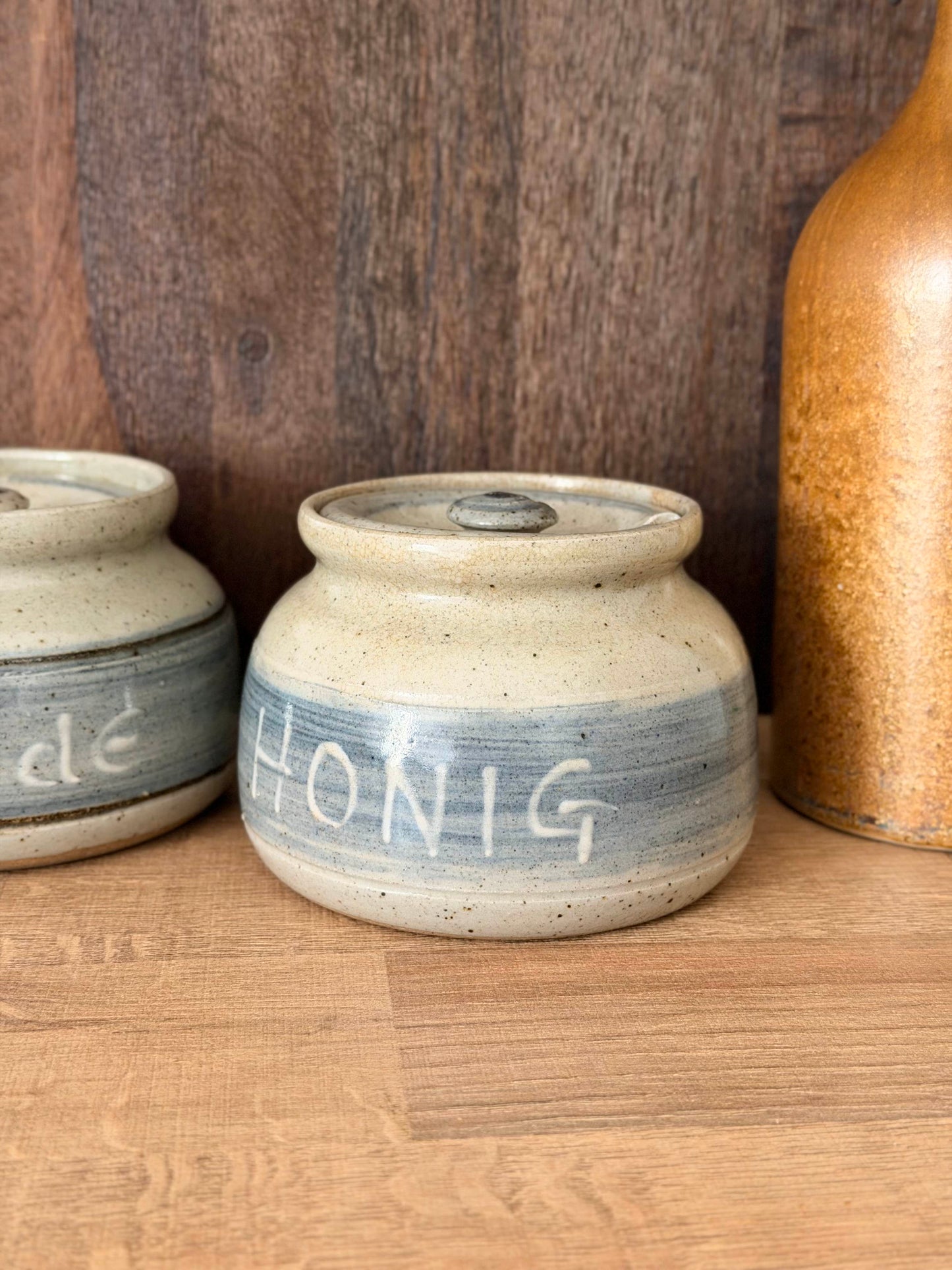 Set de 2 recipiente vintage din ceramica glazurată