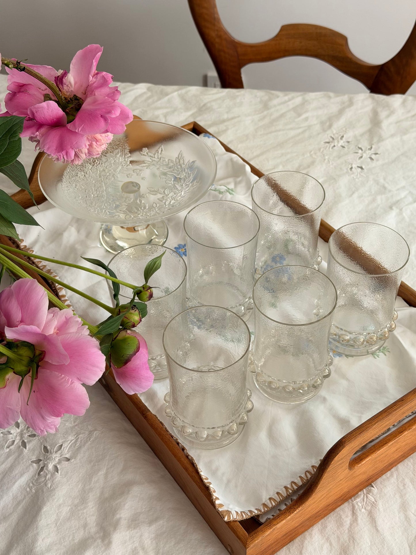 Set de 6 pahare rare texturate, model Bubbles cca 1960