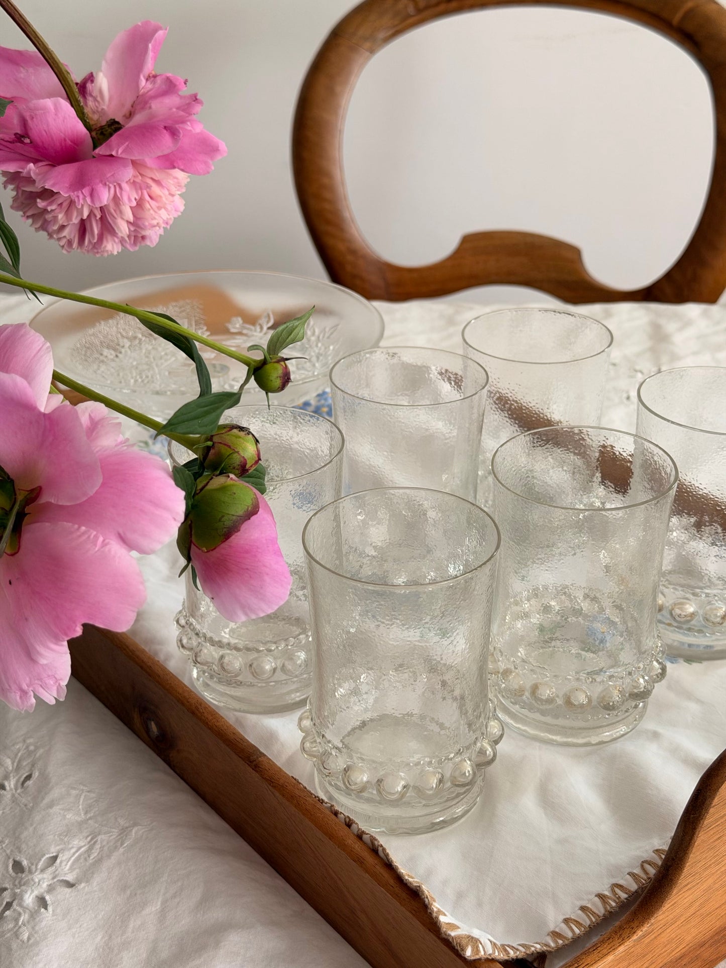Set de 6 pahare rare texturate, model Bubbles cca 1960