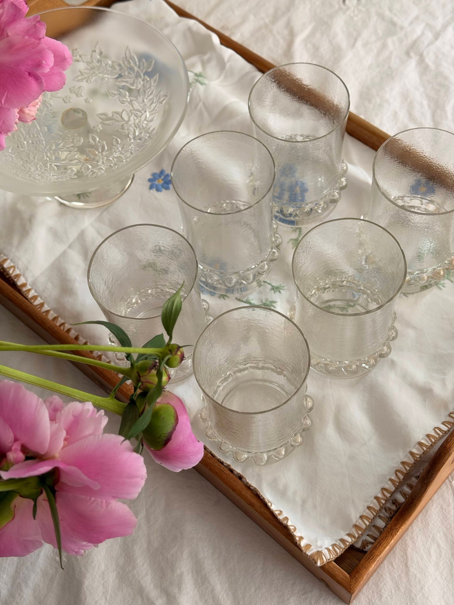 Set de 6 pahare rare texturate, model Bubbles cca 1960