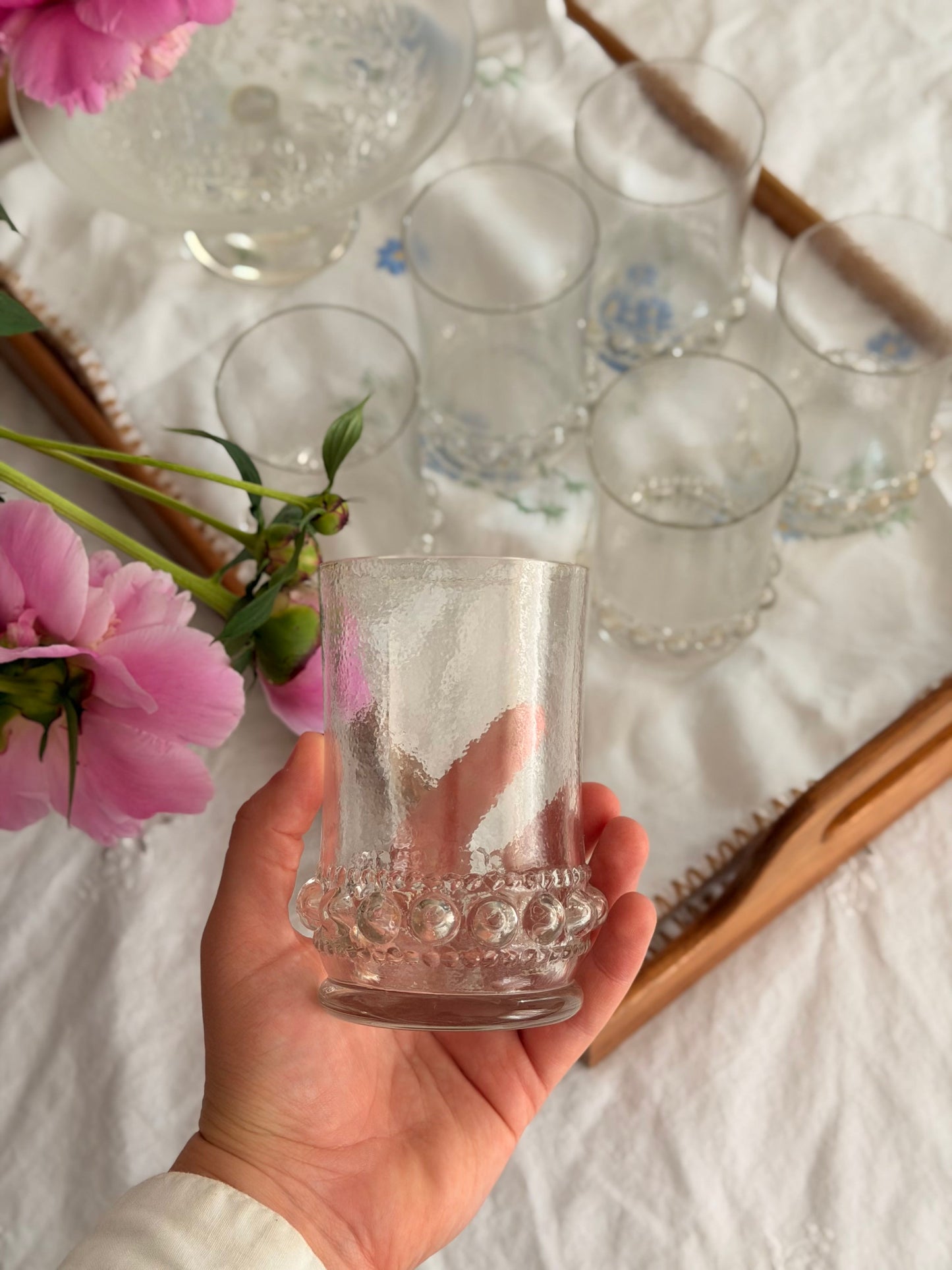 Set de 6 pahare rare texturate, model Bubbles cca 1960