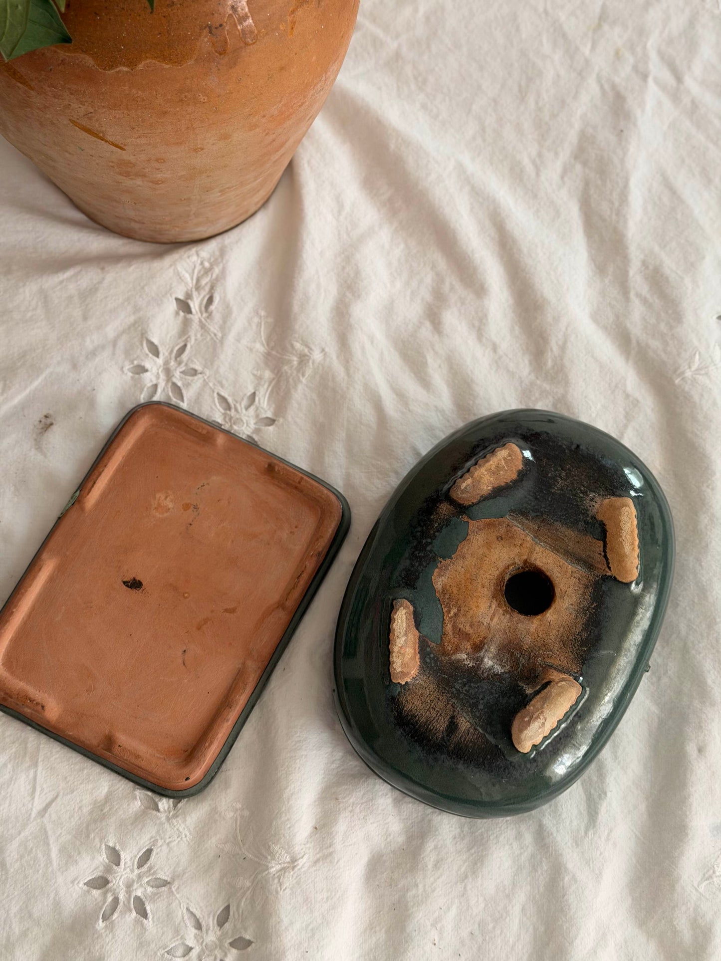 Diverse recipiente din ceramica glazurată pentru bonsai, Japonia