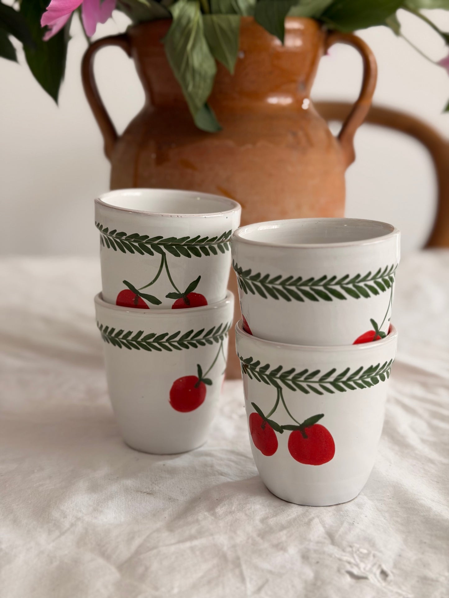 Set de 4 pahare din ceramica pictate manual, Italia